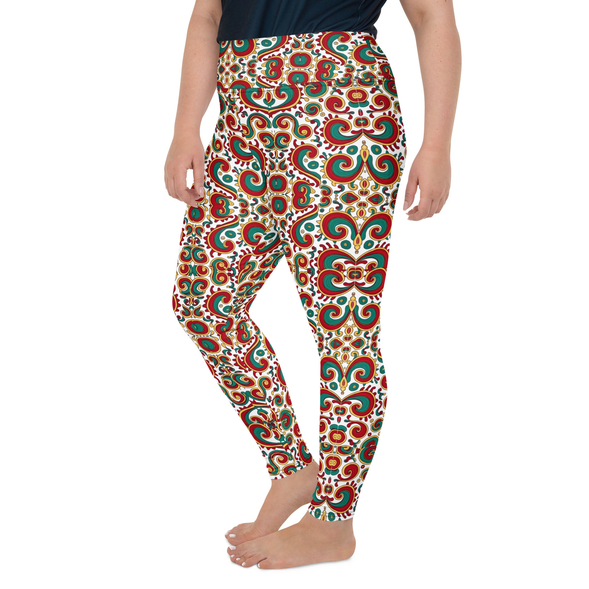 All-Over Print Plus Size Leggings - Elite Paisley Swirl Leggings – Success in Bold Art by printfluence.net