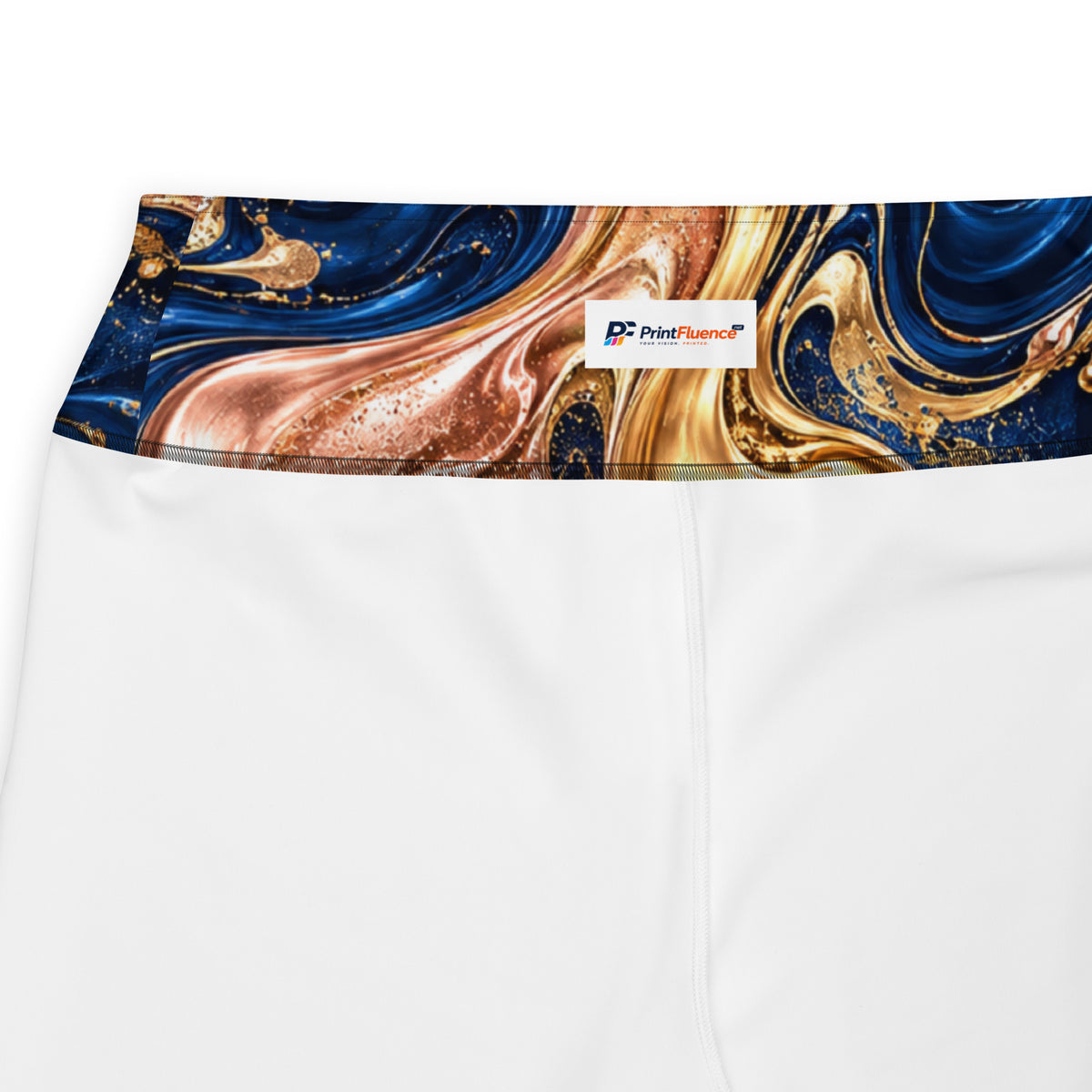 Heritage Bloom Lovers | All-Over Print Plus Size Leggings — Luxury Gold, Blue, and Bronze Fluid Art Pattern by printfluence