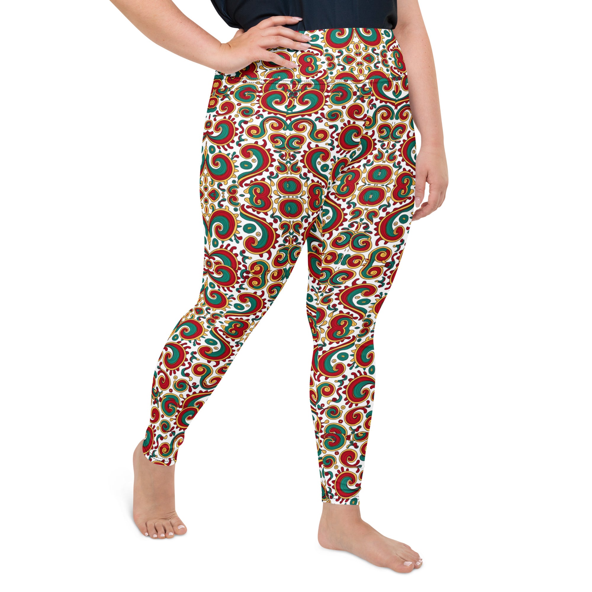 All-Over Print Plus Size Leggings - Elite Paisley Swirl Leggings – Success in Bold Art by printfluence.net
