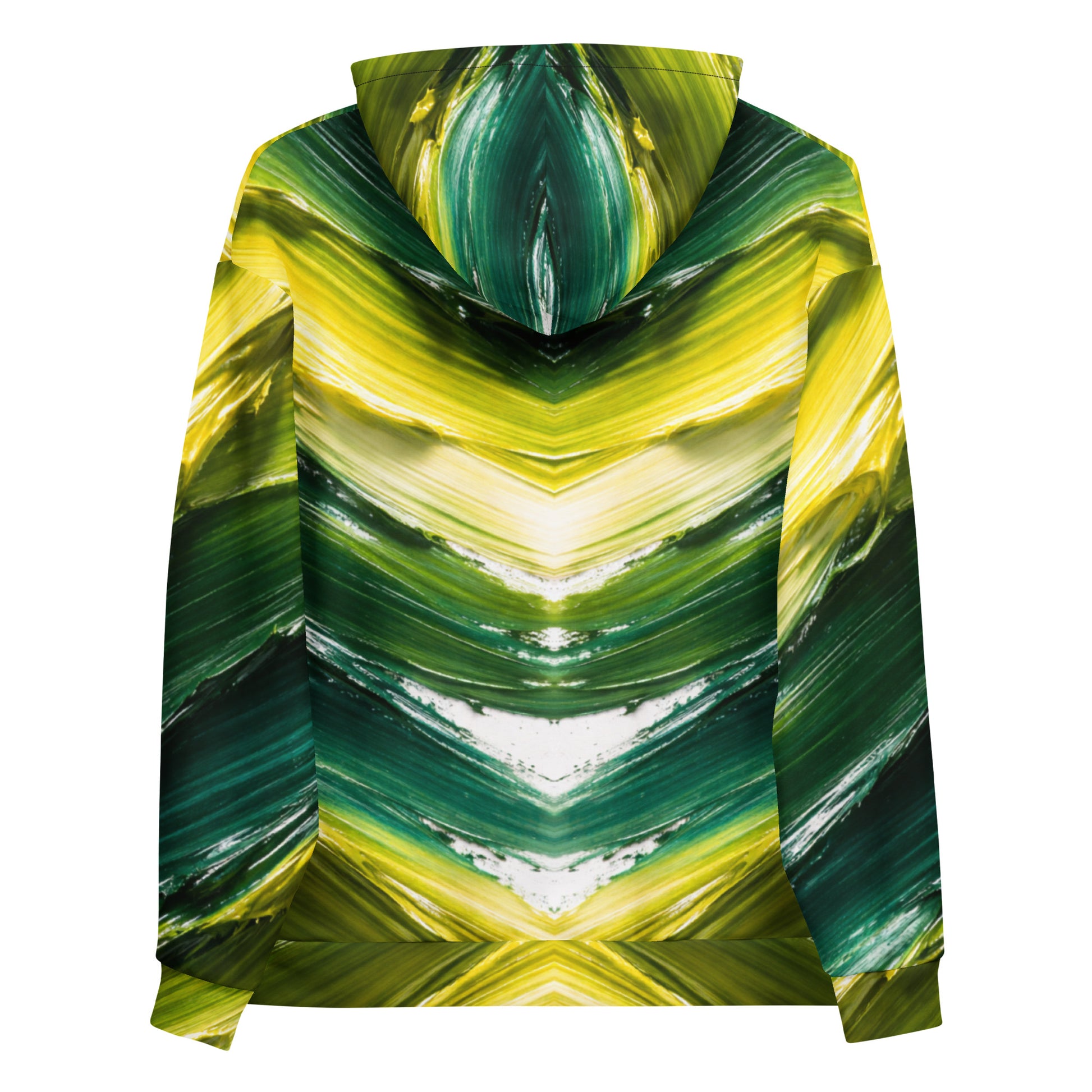 Unisex Hoodie - Golden Forest Flow: Abstract Oil Paint All-Over Print Recycled Hoodie 🌿✨ by printfluence.net