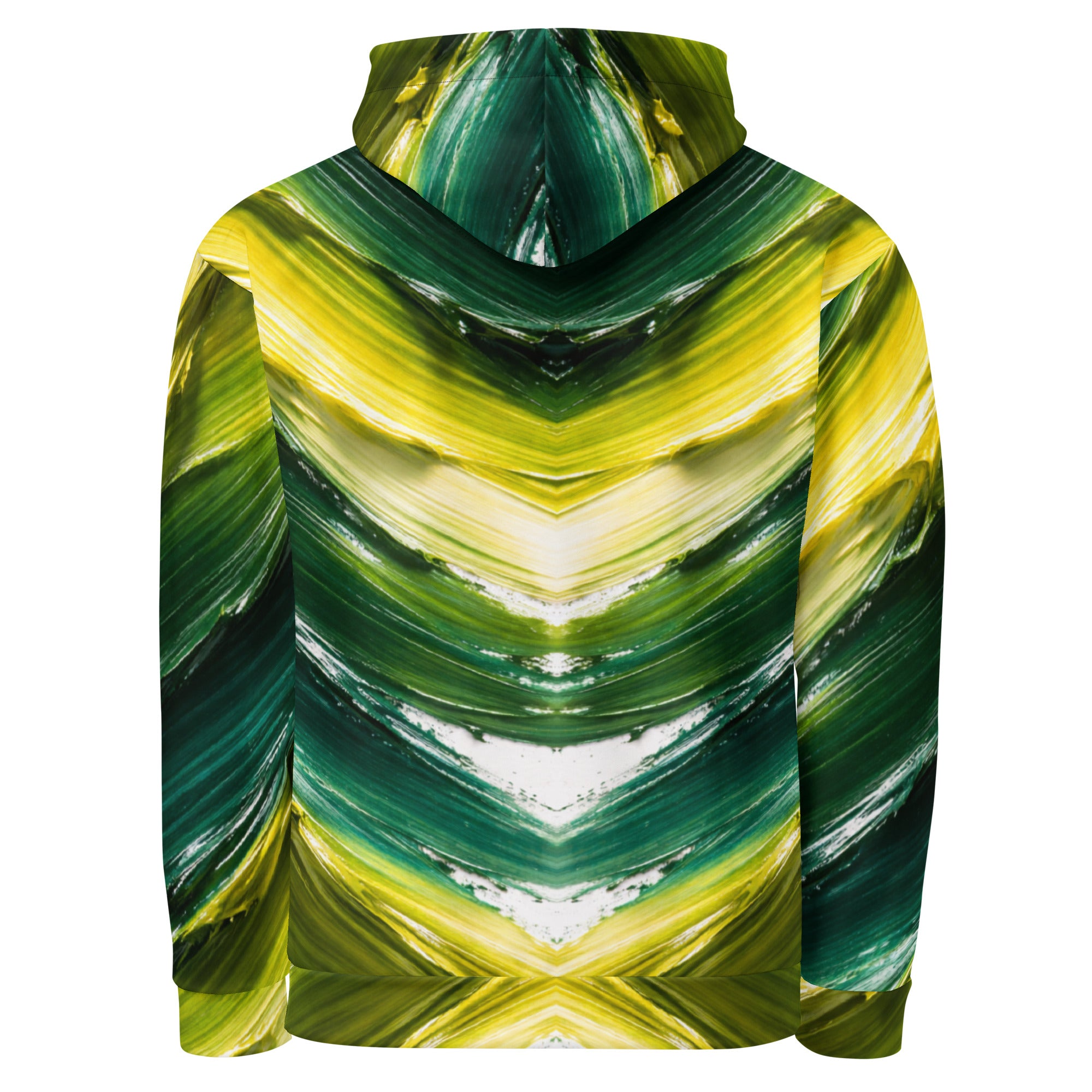 Unisex Hoodie - Golden Forest Flow: Abstract Oil Paint All-Over Print Recycled Hoodie 🌿✨ by printfluence.net
