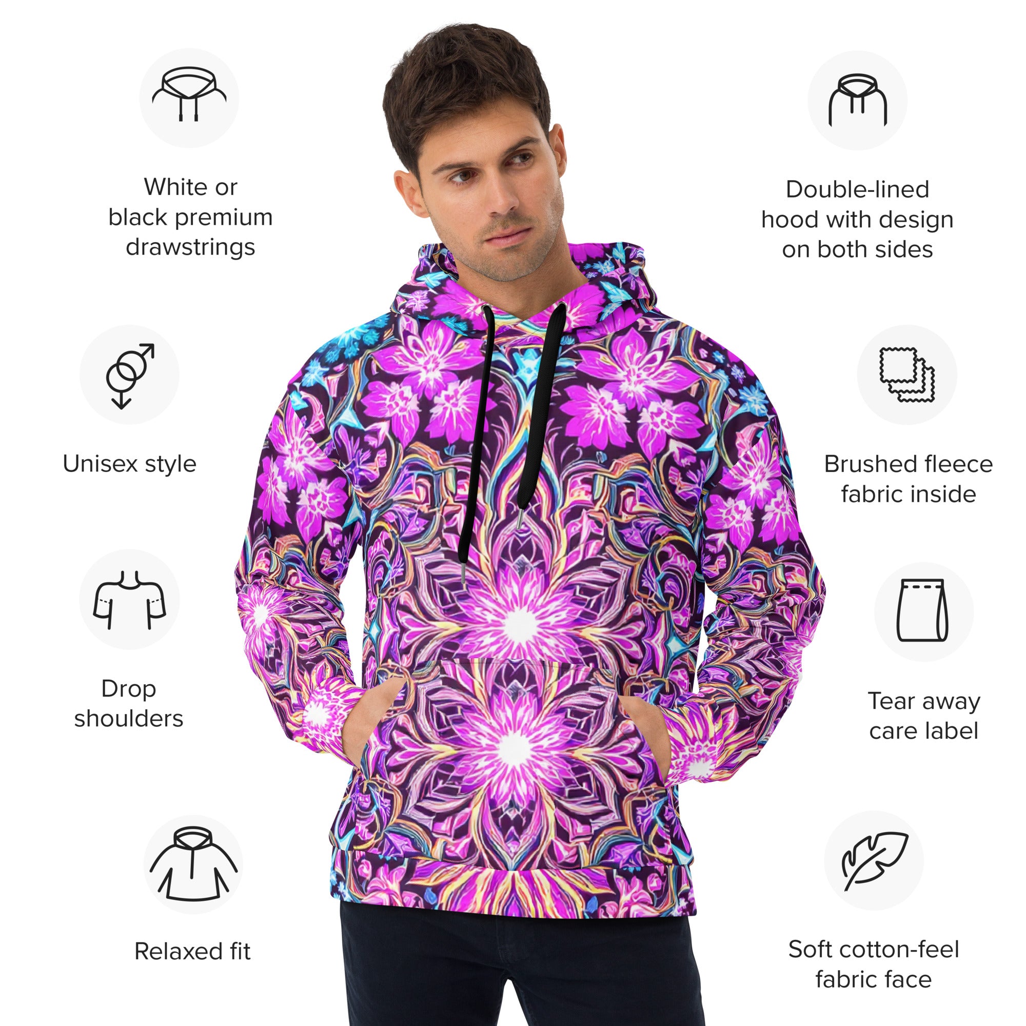 Unisex Hoodie - Psychedelic Mandala Dream Hoodie – For Visionary Elite Creators by printfluence.net