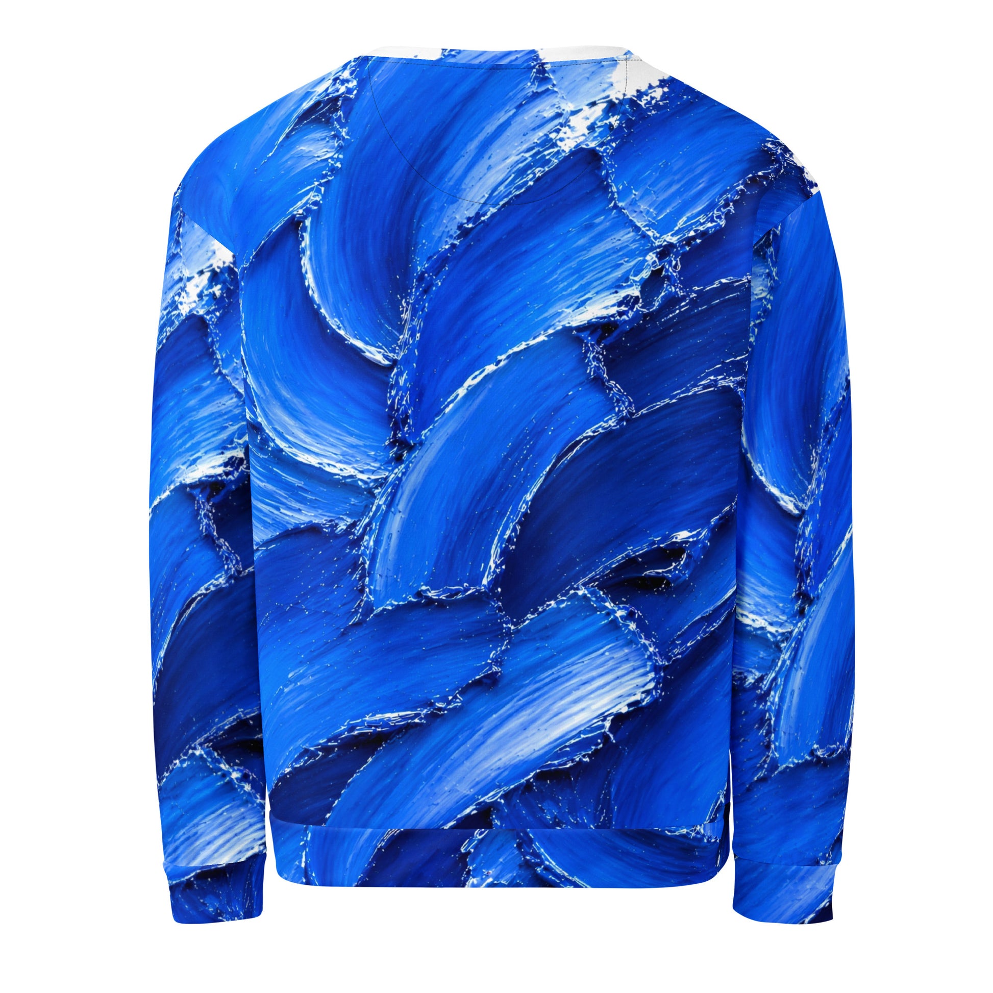 Unisex Sweatshirt - Abstract Royal Blue Oil Paint Stroke Unisex Sweatshirt – Modern Artistic Textured Graphic Pullover by printfluence.net