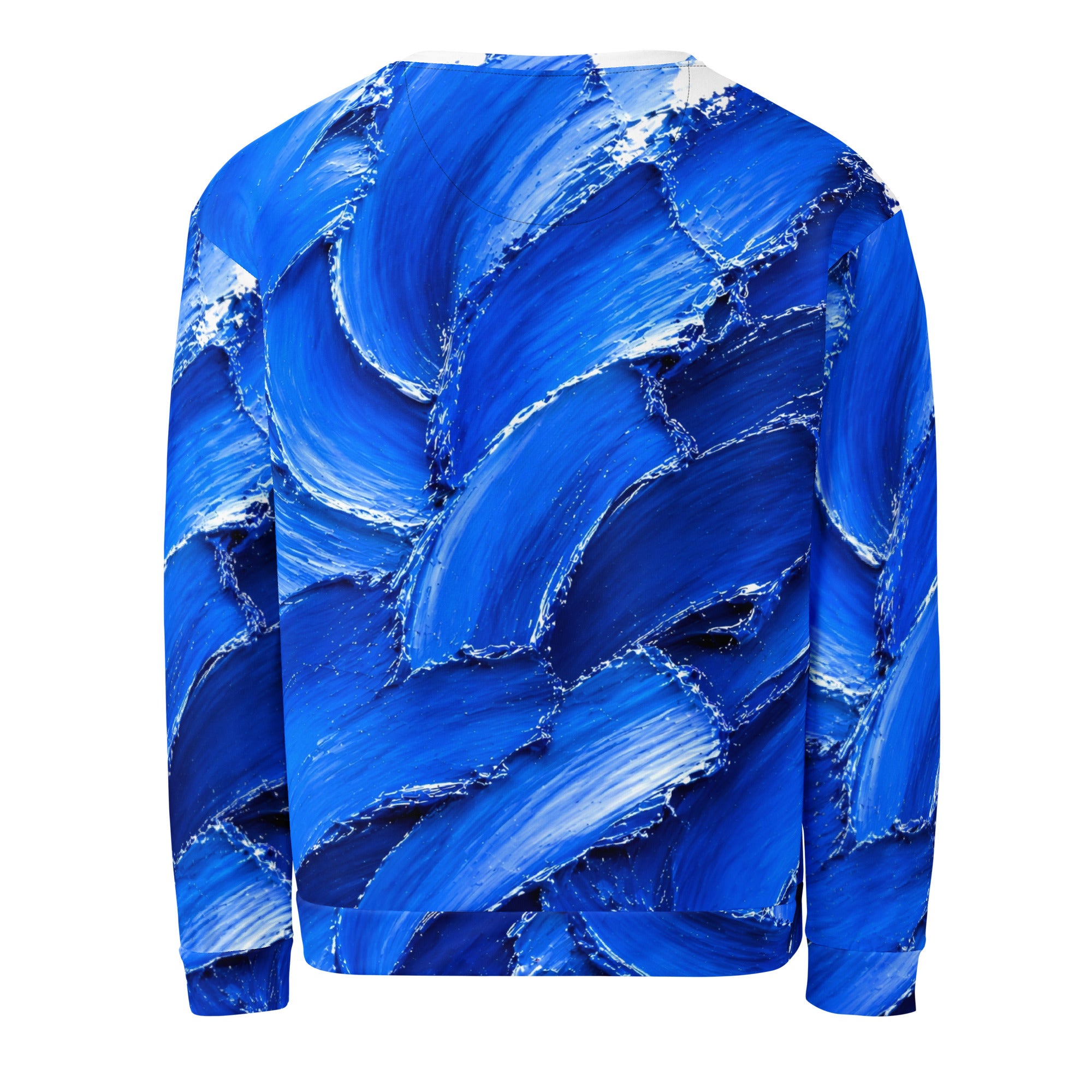 Unisex Sweatshirt - Abstract Royal Blue Oil Paint Stroke Unisex Sweatshirt – Modern Artistic Textured Graphic Pullover by printfluence.net