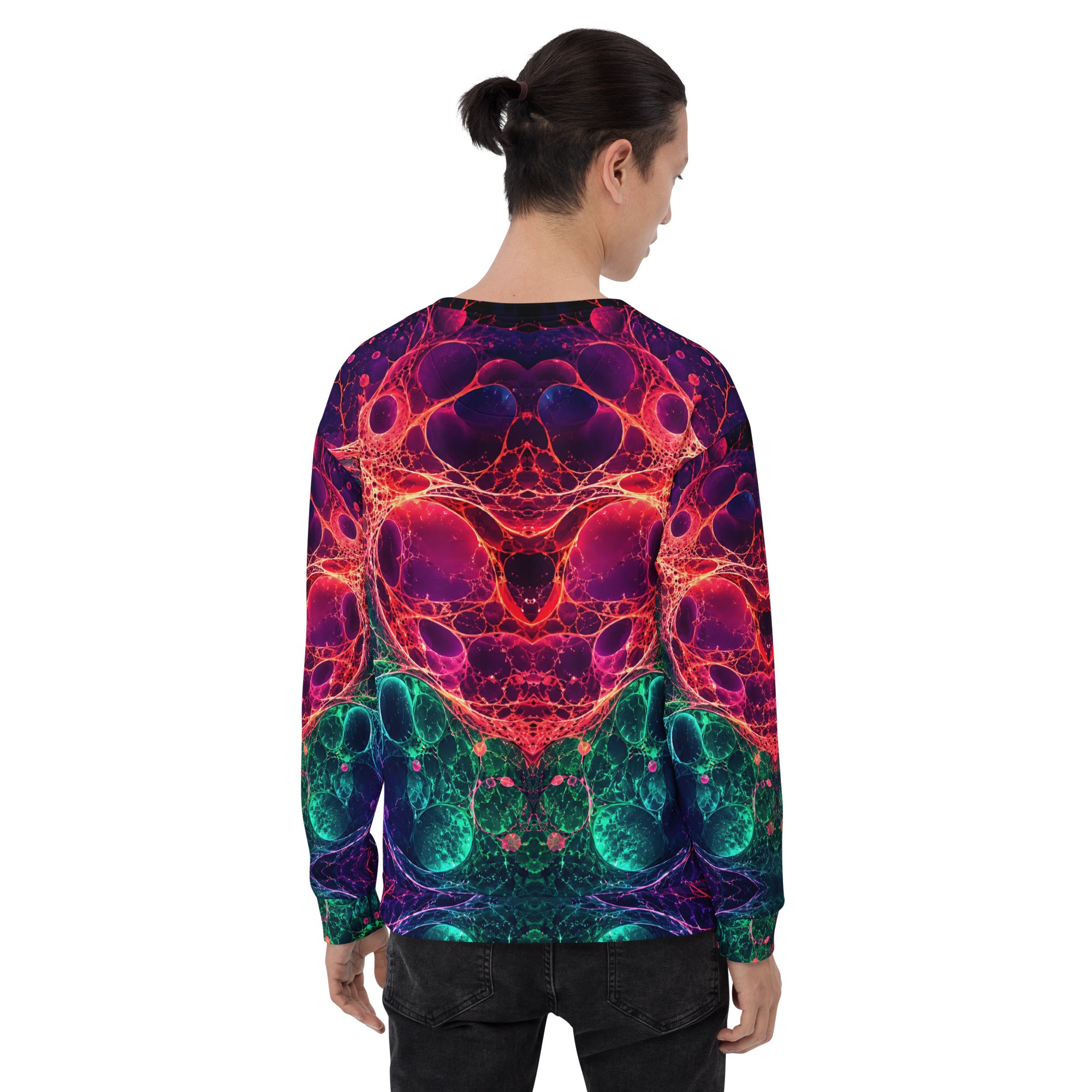 Unisex Sweatshirt - Bioluminescent Neural Cell Network Vibrant Abstract by printfluence.net