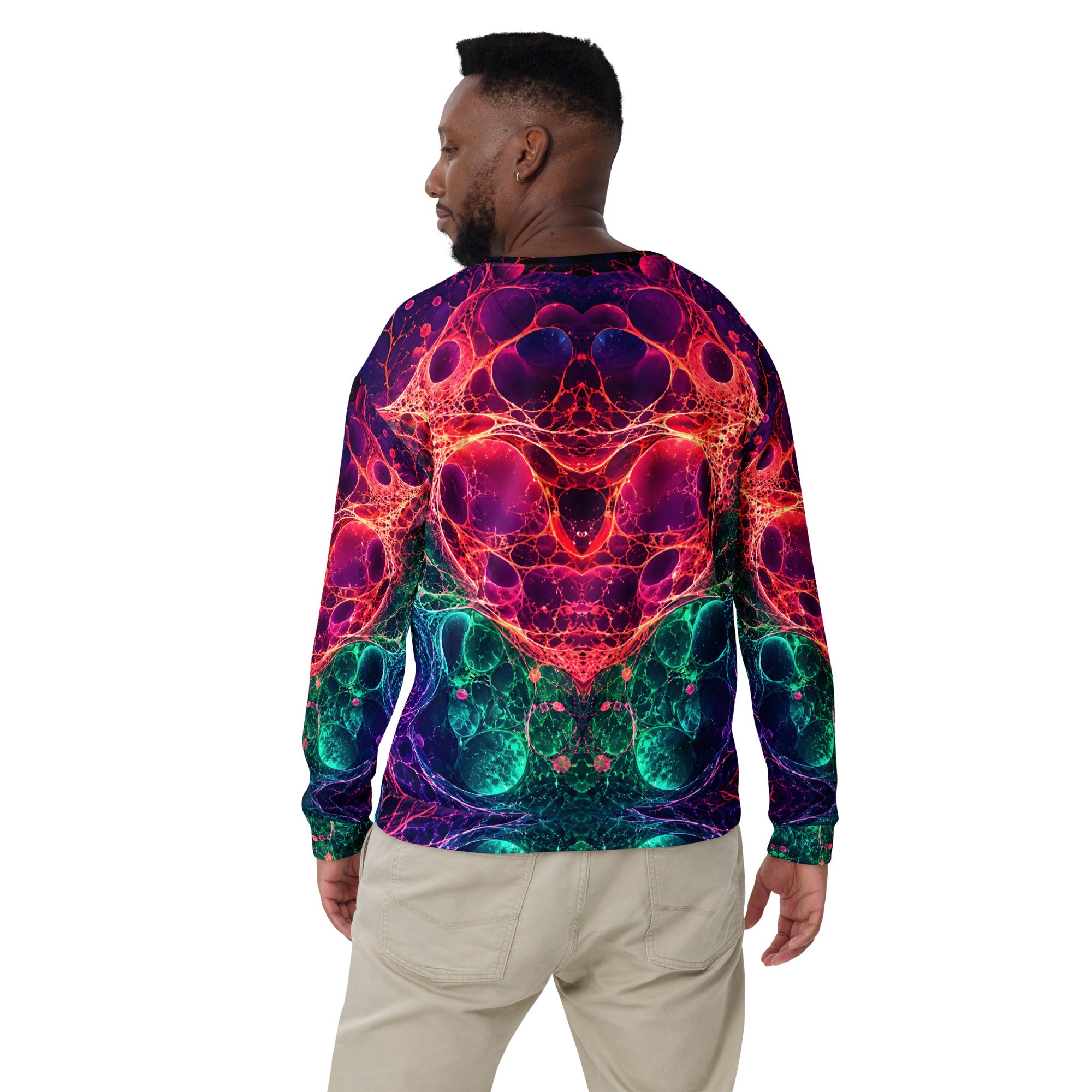 Unisex Sweatshirt - Bioluminescent Neural Cell Network Vibrant Abstract by printfluence.net