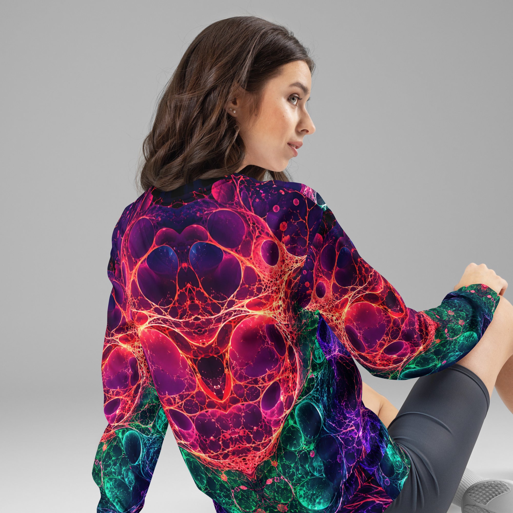 Unisex Sweatshirt - Bioluminescent Neural Cell Network Vibrant Abstract by printfluence.net