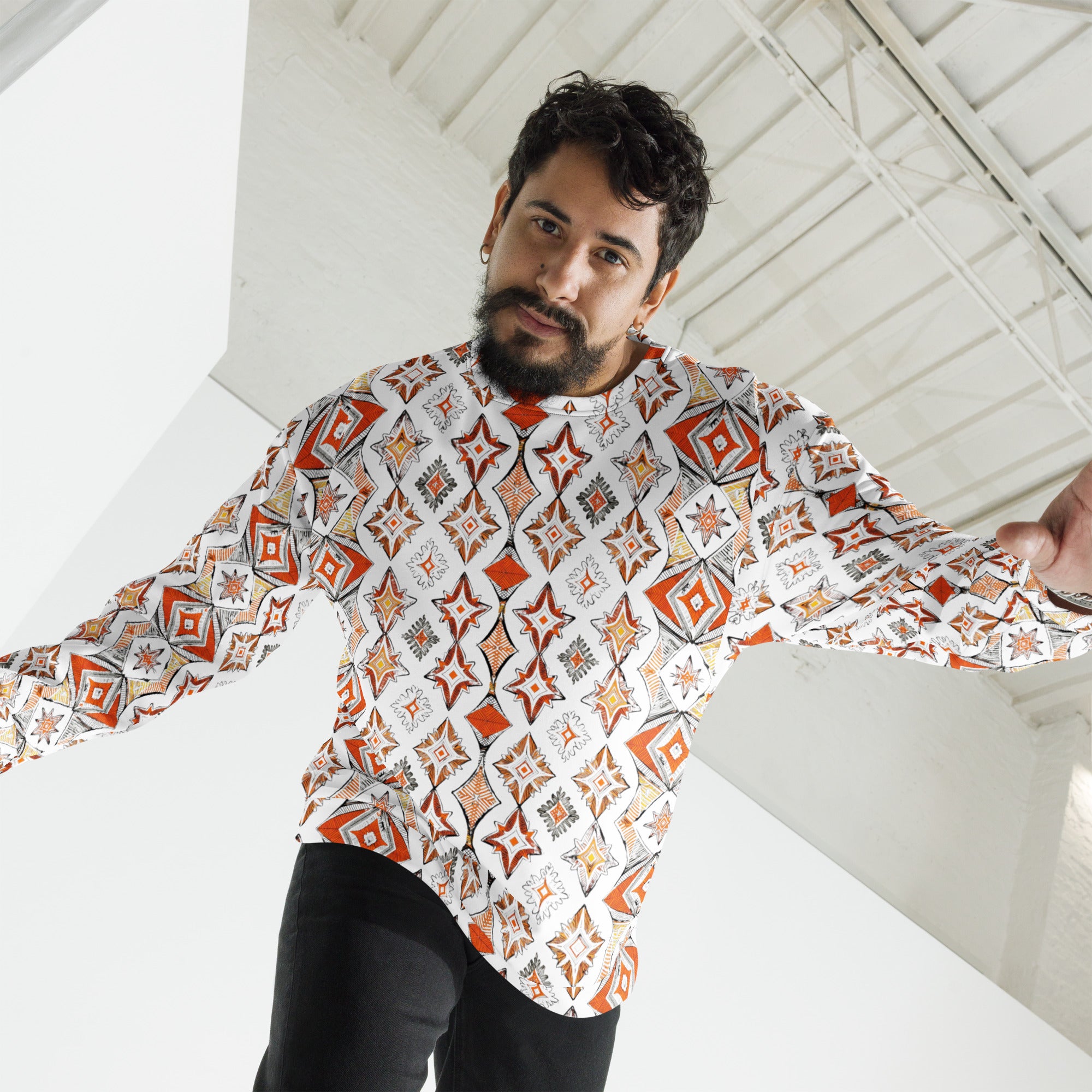 Unisex Sweatshirt - Bold Geometric Fire Sweatshirt – Street Vibes Essential by printfluence.net