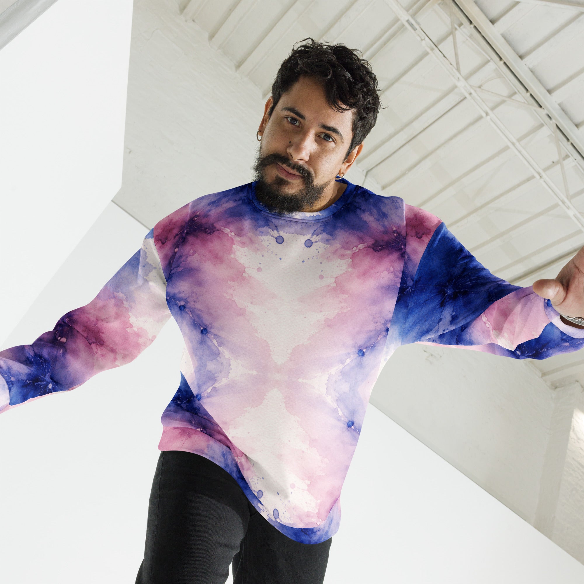Unisex Sweatshirt - Pastel Watercolor Baby One Piece – Soft Blue Pink Abstract Art Bodysuit by printfluence.net