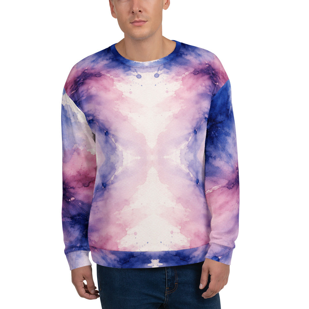 Unisex Sweatshirt - Pastel Watercolor Baby One Piece – Soft Blue Pink Abstract Art Bodysuit by printfluence.net
