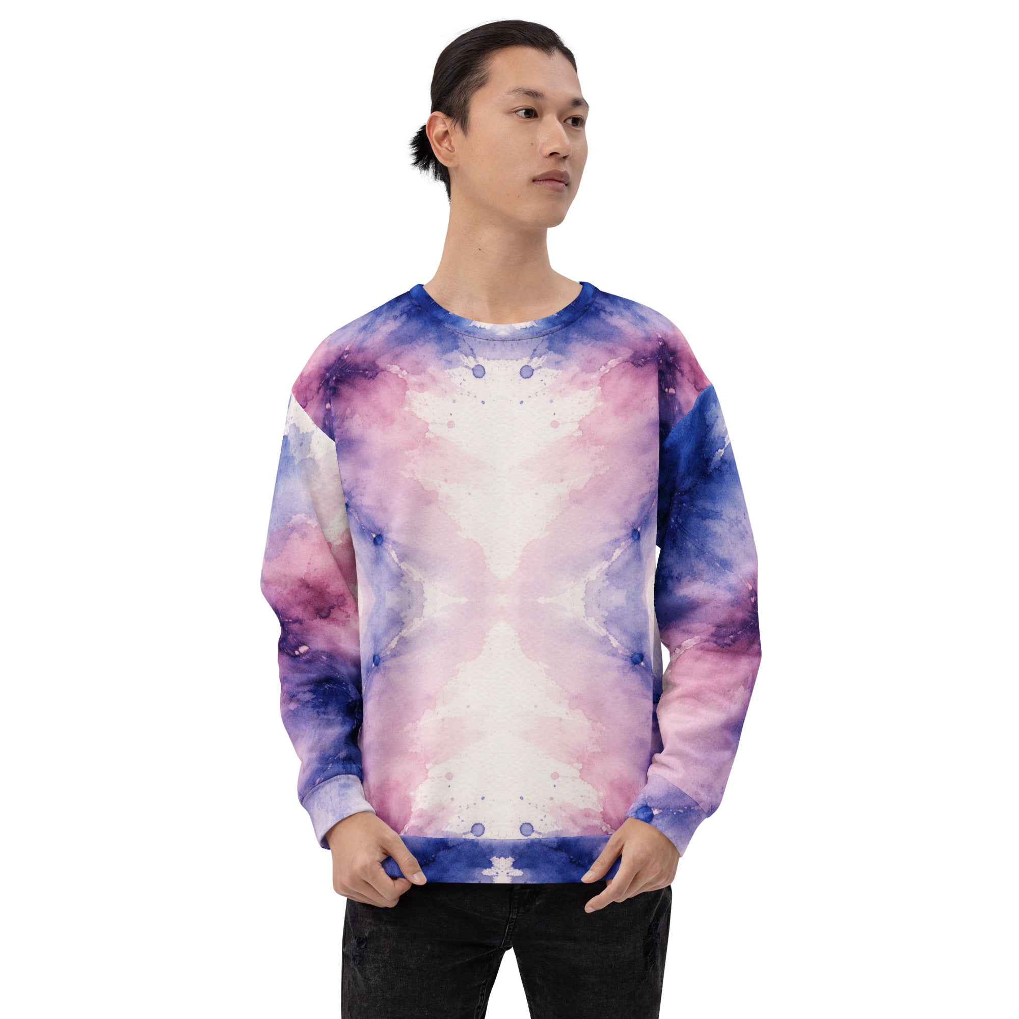 Unisex Sweatshirt - Pastel Watercolor Baby One Piece – Soft Blue Pink Abstract Art Bodysuit by printfluence.net