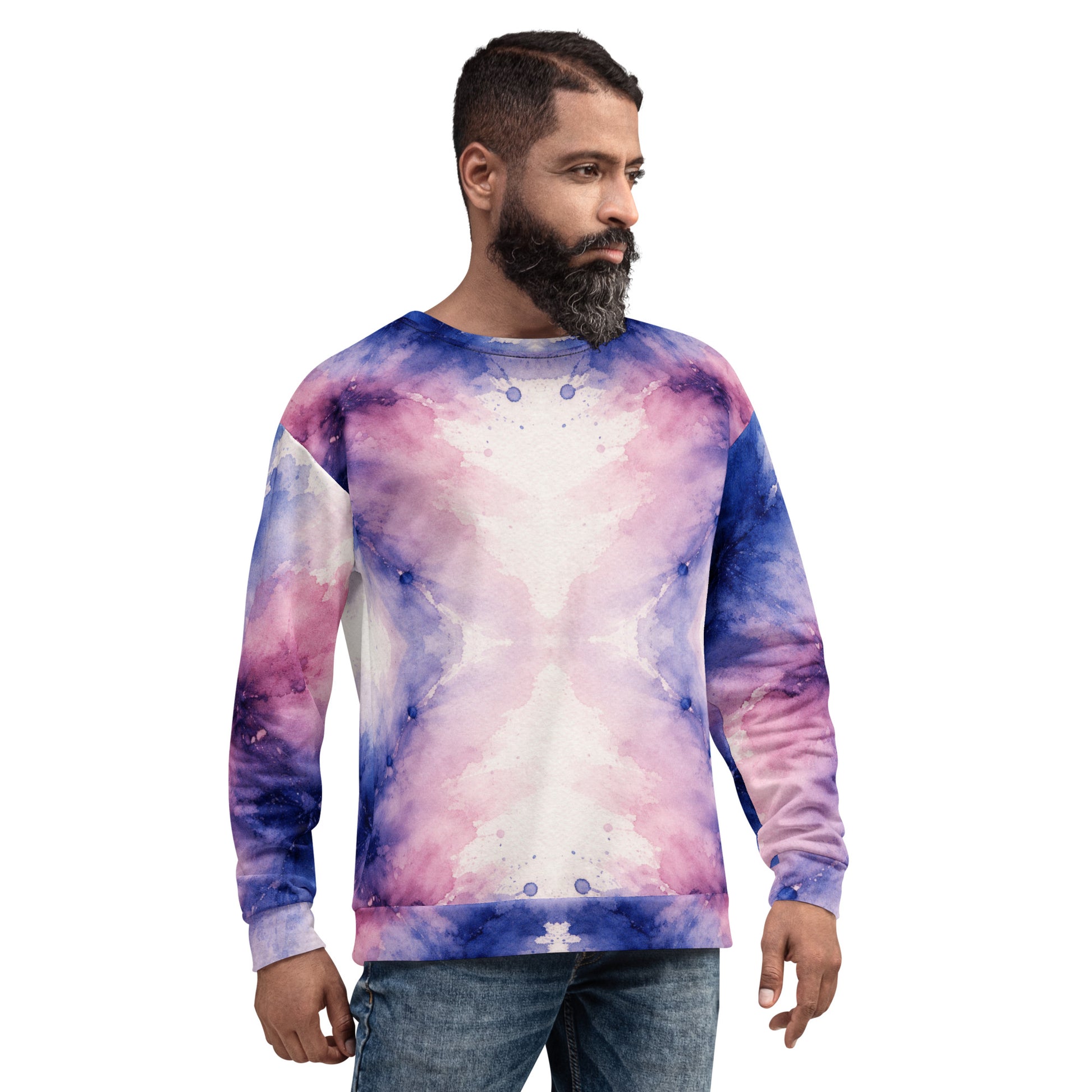 Unisex Sweatshirt - Pastel Watercolor Baby One Piece – Soft Blue Pink Abstract Art Bodysuit by printfluence.net