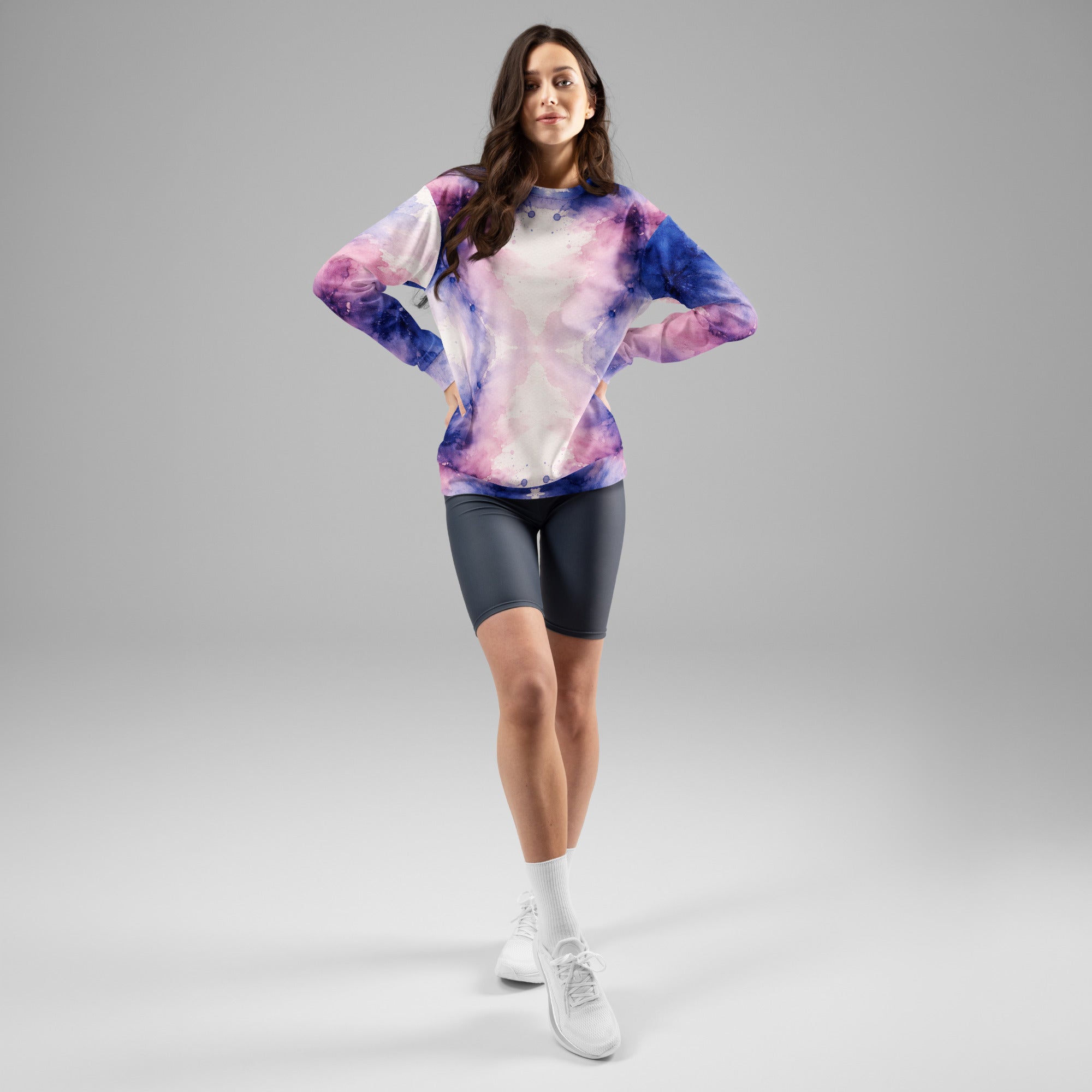 Unisex Sweatshirt - Pastel Watercolor Baby One Piece – Soft Blue Pink Abstract Art Bodysuit by printfluence.net