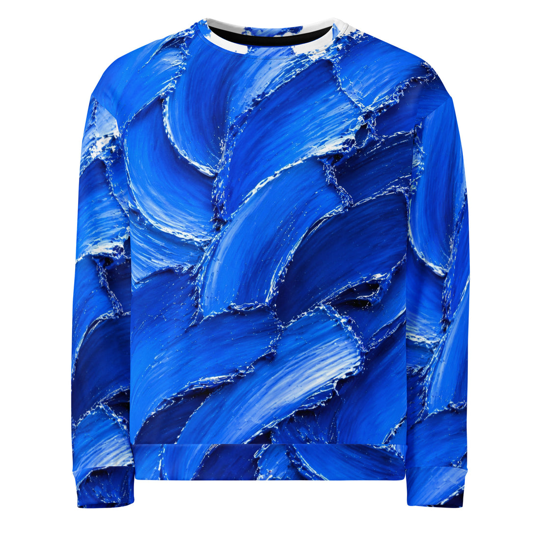 Unisex Sweatshirt - Abstract Royal Blue Oil Paint Stroke Unisex Sweatshirt – Modern Artistic Textured Graphic Pullover by printfluence.net