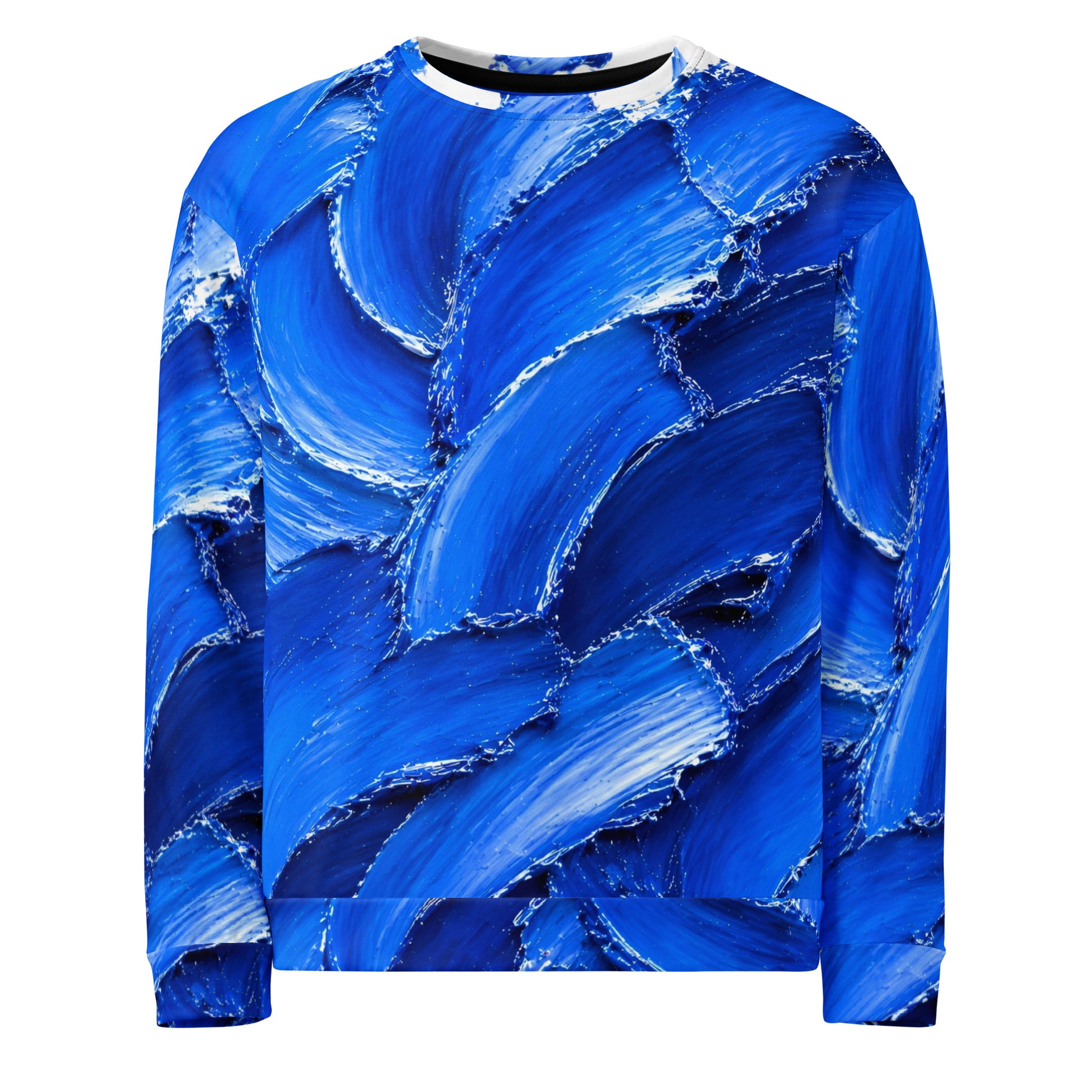 Unisex Sweatshirt - Abstract Royal Blue Oil Paint Stroke Unisex Sweatshirt – Modern Artistic Textured Graphic Pullover by printfluence.net