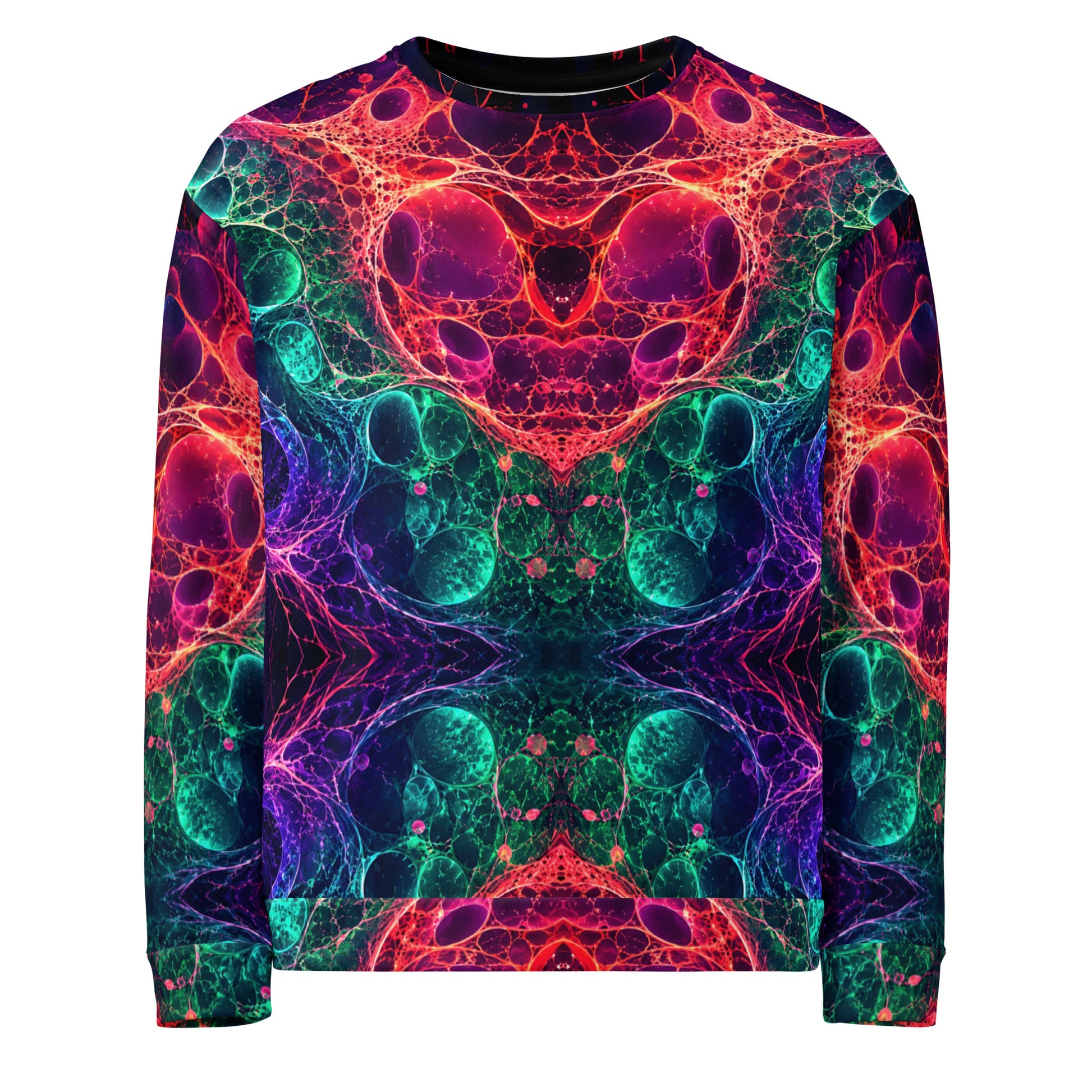 Unisex Sweatshirt - Bioluminescent Neural Cell Network Vibrant Abstract by printfluence.net