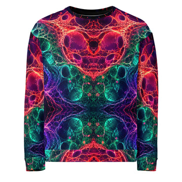Unisex Sweatshirt - Bioluminescent Neural Cell Network Vibrant Abstract by printfluence.net