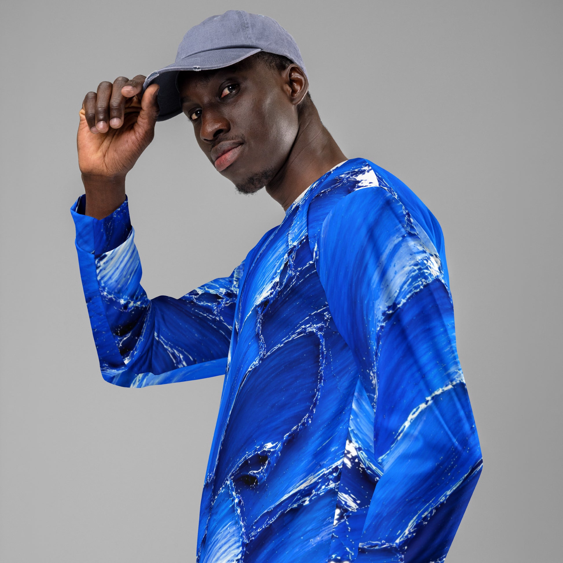 Unisex Sweatshirt - Abstract Royal Blue Oil Paint Stroke Unisex Sweatshirt – Modern Artistic Textured Graphic Pullover by printfluence.net
