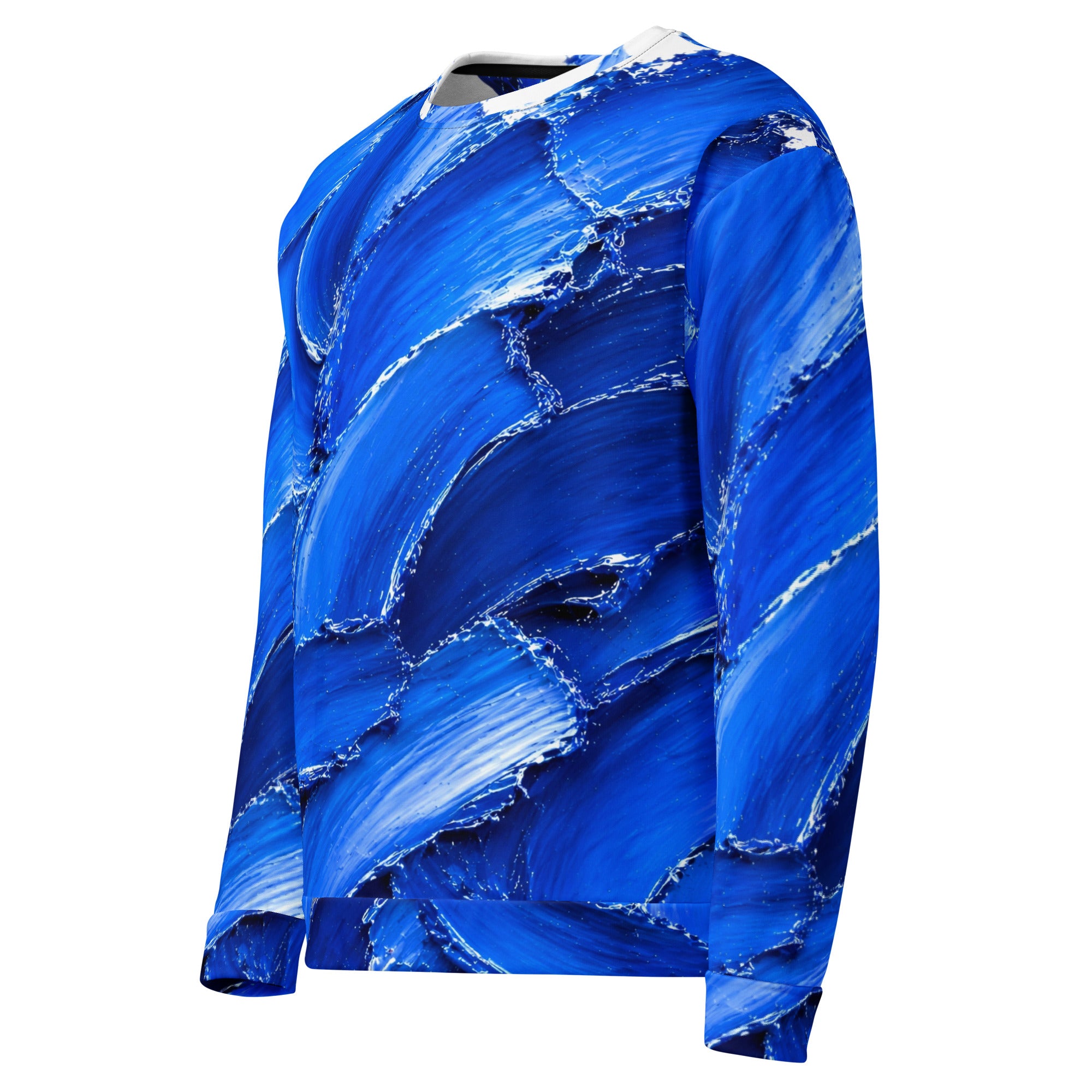 Unisex Sweatshirt - Abstract Royal Blue Oil Paint Stroke Unisex Sweatshirt – Modern Artistic Textured Graphic Pullover by printfluence.net