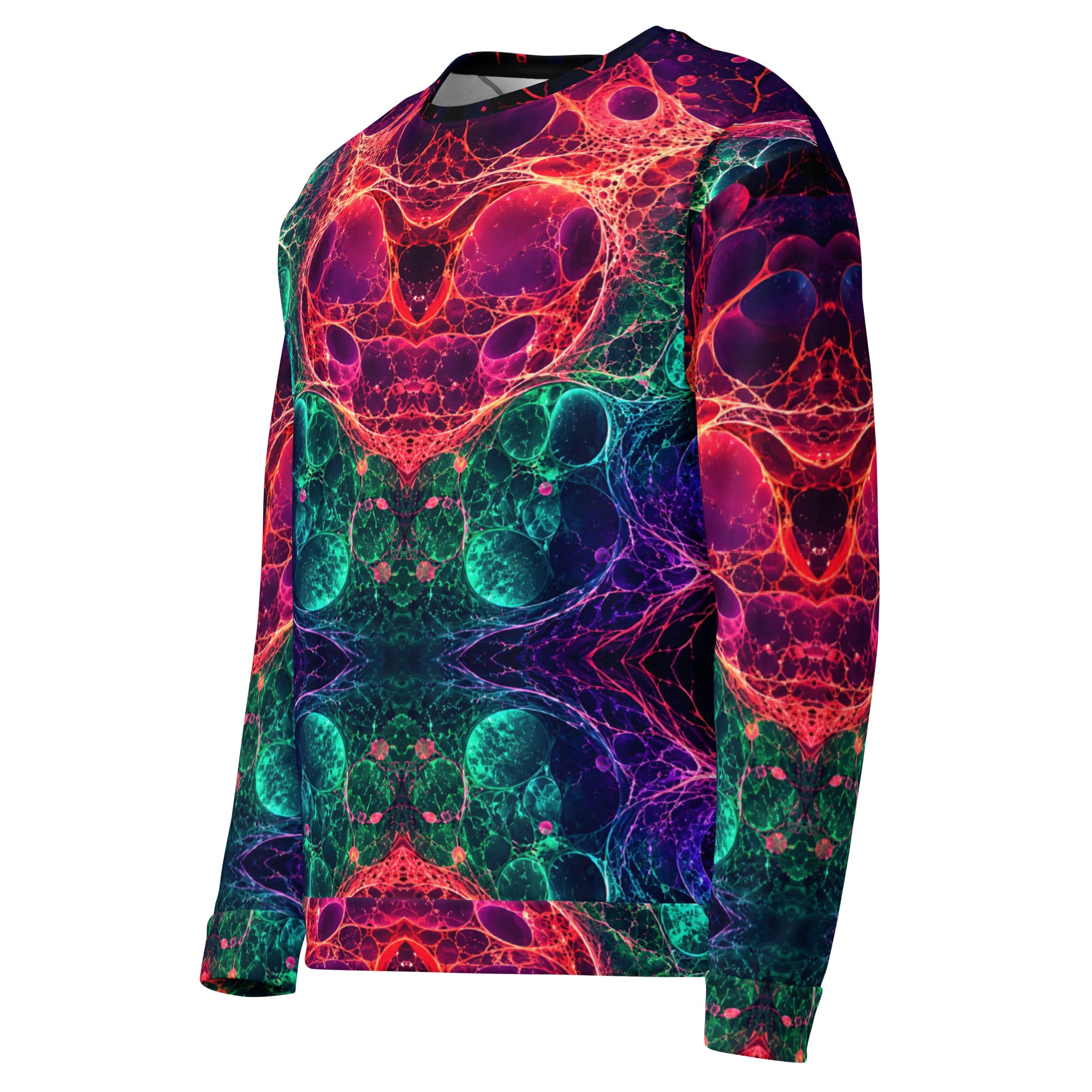 Unisex Sweatshirt - Bioluminescent Neural Cell Network Vibrant Abstract by printfluence.net