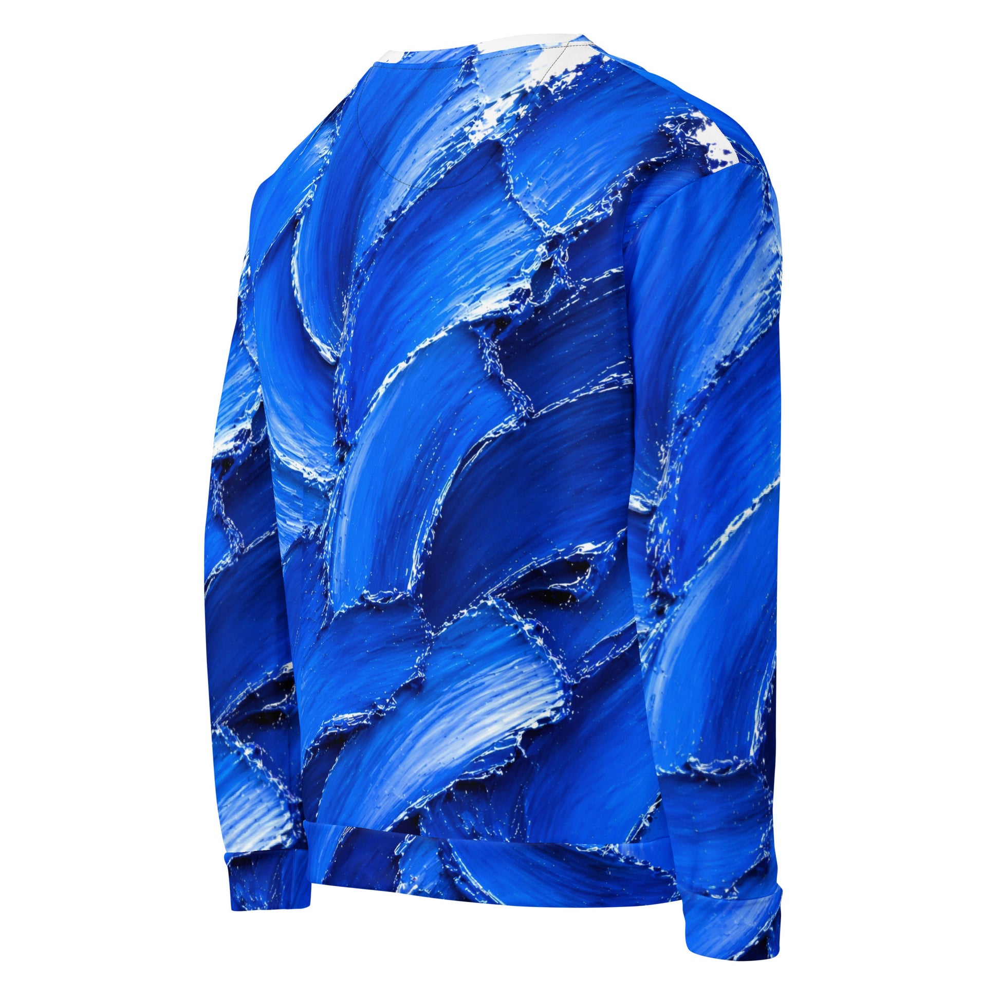 Unisex Sweatshirt - Abstract Royal Blue Oil Paint Stroke Unisex Sweatshirt – Modern Artistic Textured Graphic Pullover by printfluence.net
