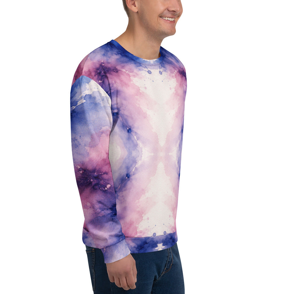 Unisex Sweatshirt - Pastel Watercolor Baby One Piece – Soft Blue Pink Abstract Art Bodysuit by printfluence.net