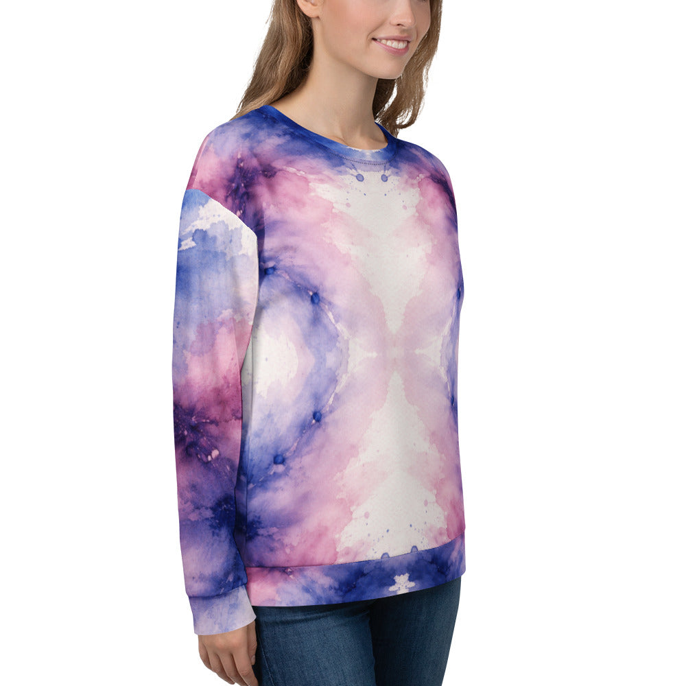 Unisex Sweatshirt - Pastel Watercolor Baby One Piece – Soft Blue Pink Abstract Art Bodysuit by printfluence.net