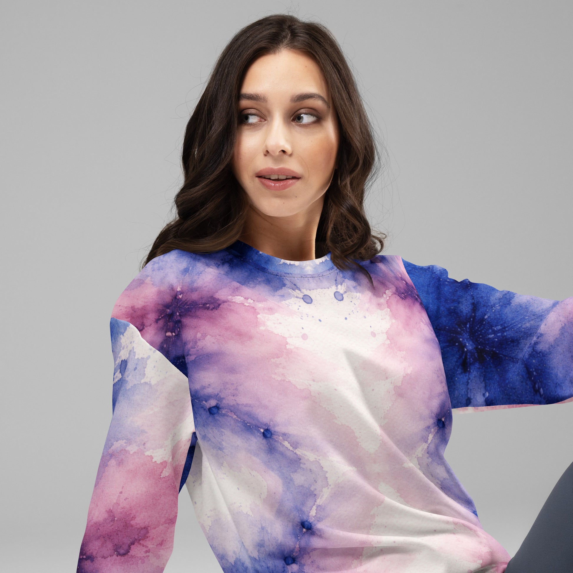 Unisex Sweatshirt - Pastel Watercolor Baby One Piece – Soft Blue Pink Abstract Art Bodysuit by printfluence.net