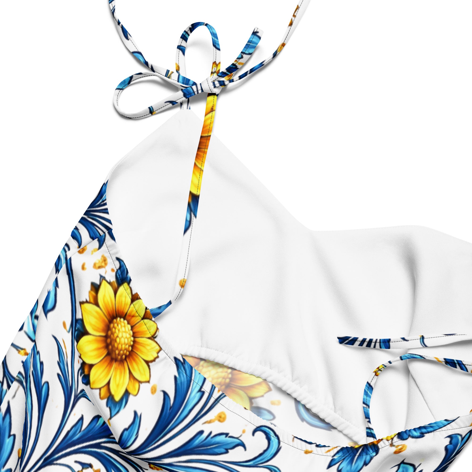 Tie-strap midi dress - Sun-Kissed Azure Elegance: Floral Tie-Strap Summer Midi Dress 🌻✨ by printfluence.net