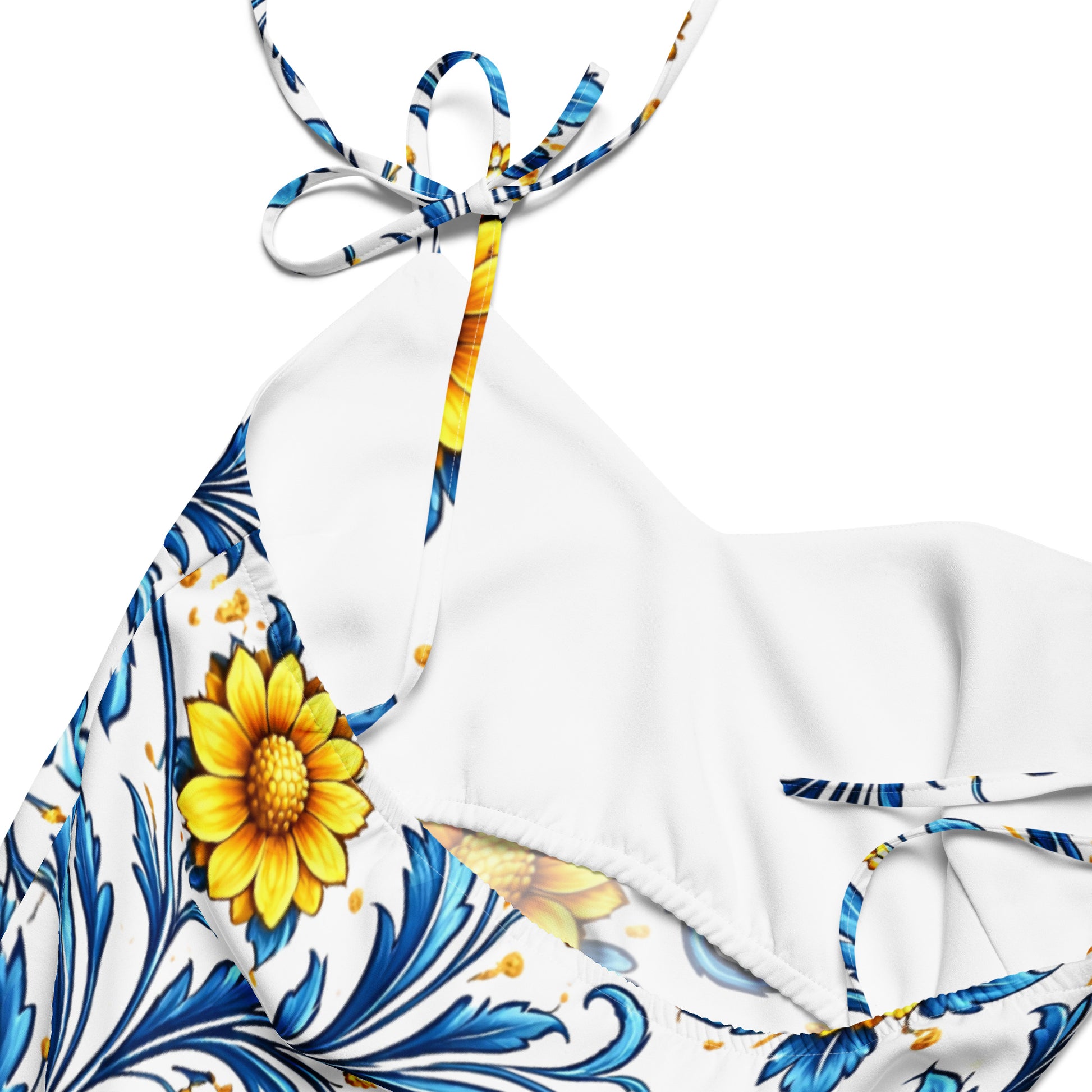 Tie-strap midi dress - Sun-Kissed Azure Elegance: Floral Tie-Strap Summer Midi Dress 🌻✨ by printfluence.net