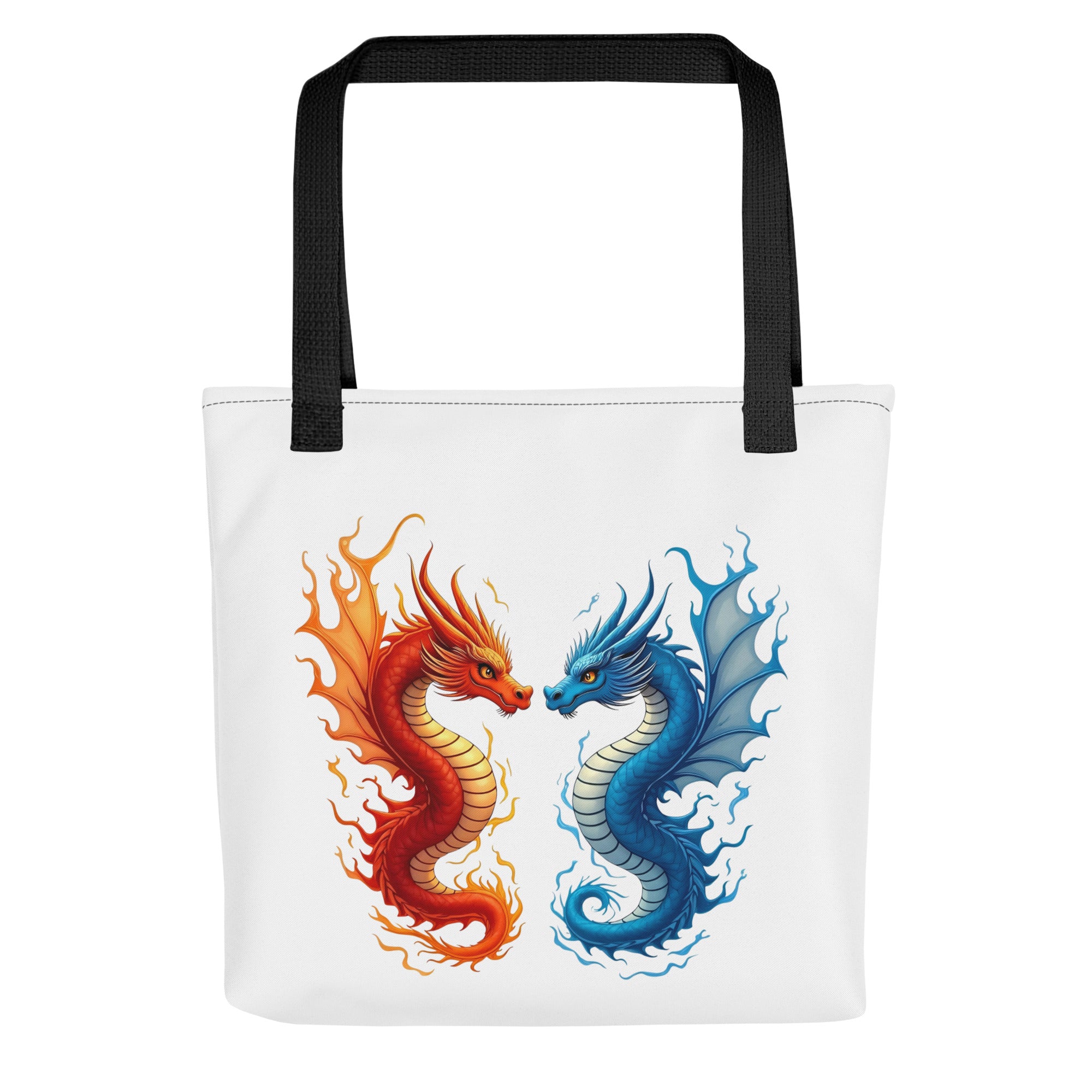 Tote bag - Fire and Water Dragons Bag – Epic Elemental Battle Design by printfluence.net