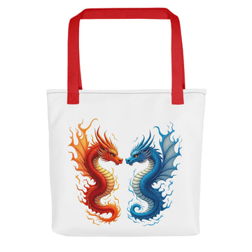 Tote bag - Fire and Water Dragons Bag – Epic Elemental Battle Design by printfluence.net