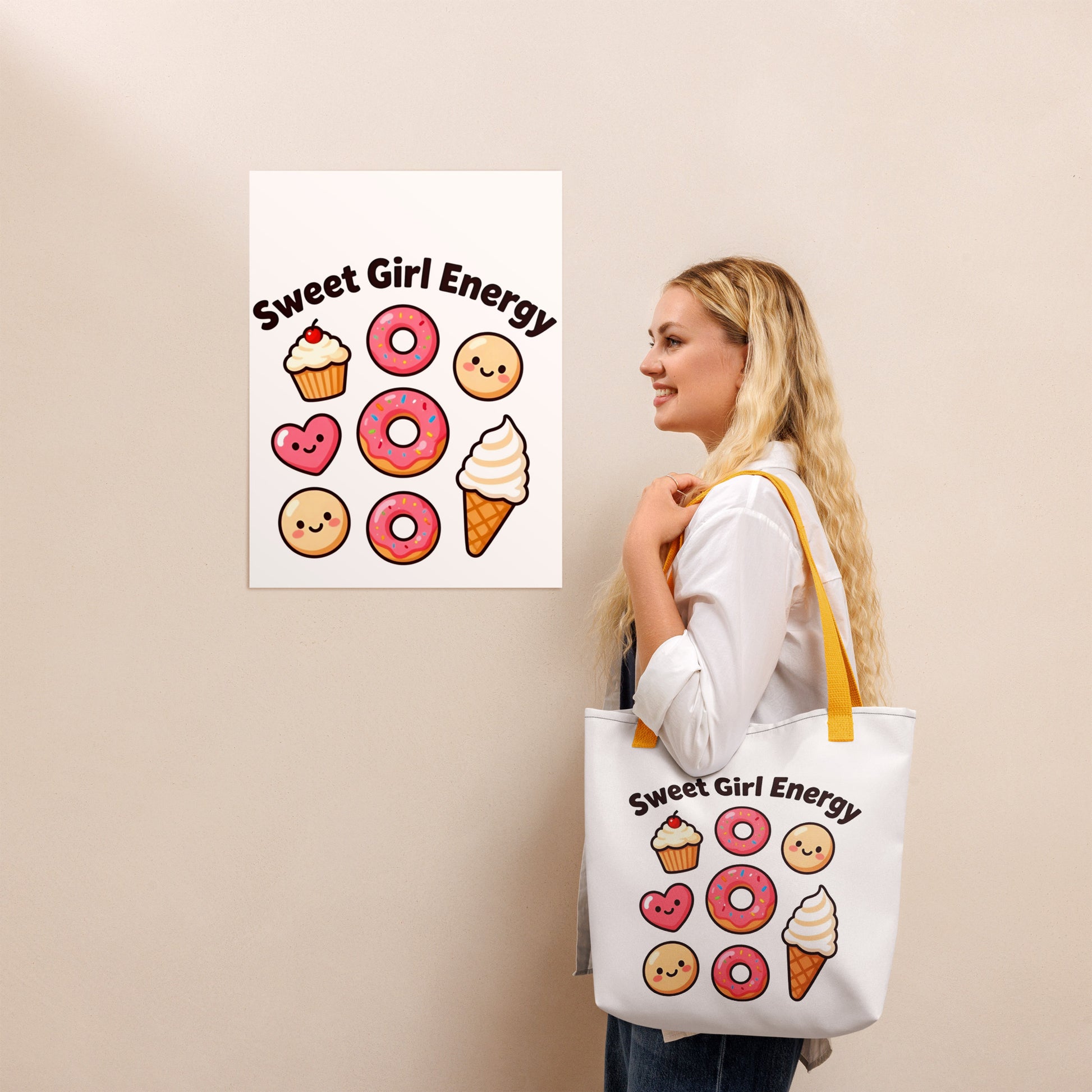 Tote bag - Sweet Girl Energy Tote Bag – Elite Donuts Ice Cream Cells Print for Distinguished Winners by printfluence.net