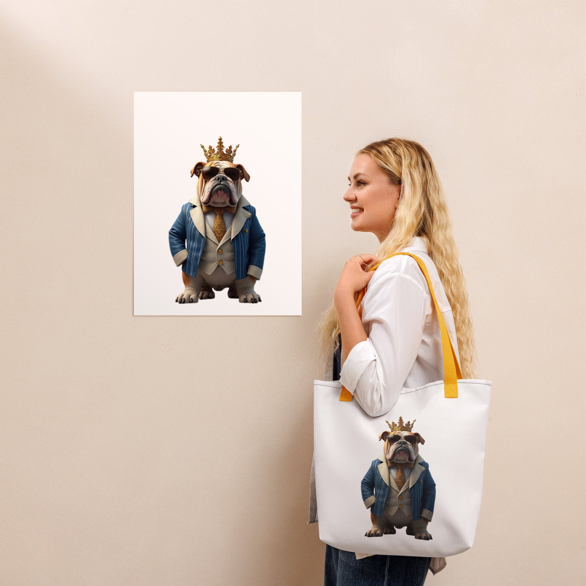 Tote bag - King Bulldog Boss Tote Bag – For Elite Moguls & Champions by printfluence.net