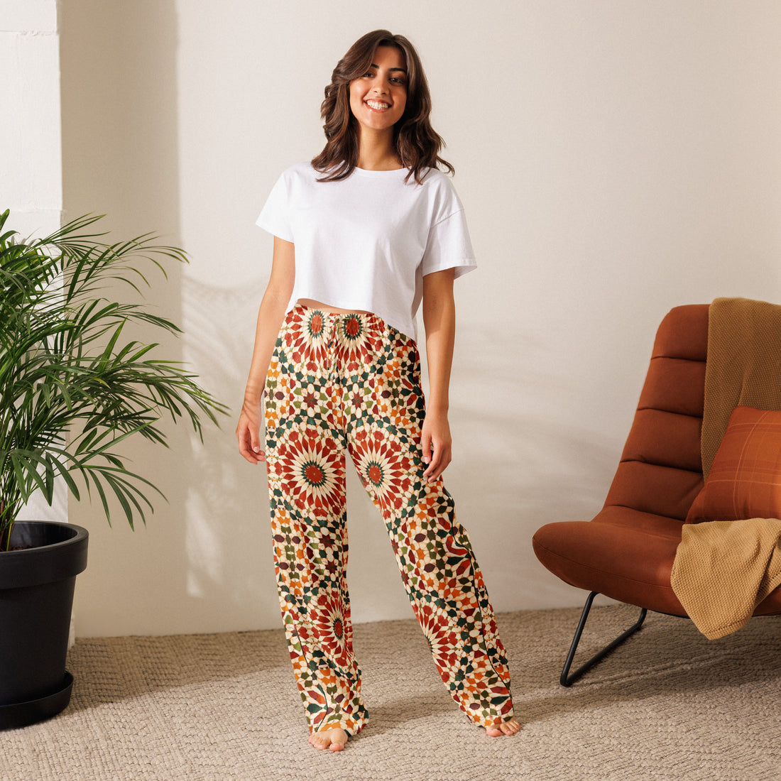 Women’s pajama pants - Citrus Burst Pajama Pants – Orange Patterned Women's Lounge Wear by printfluence.net