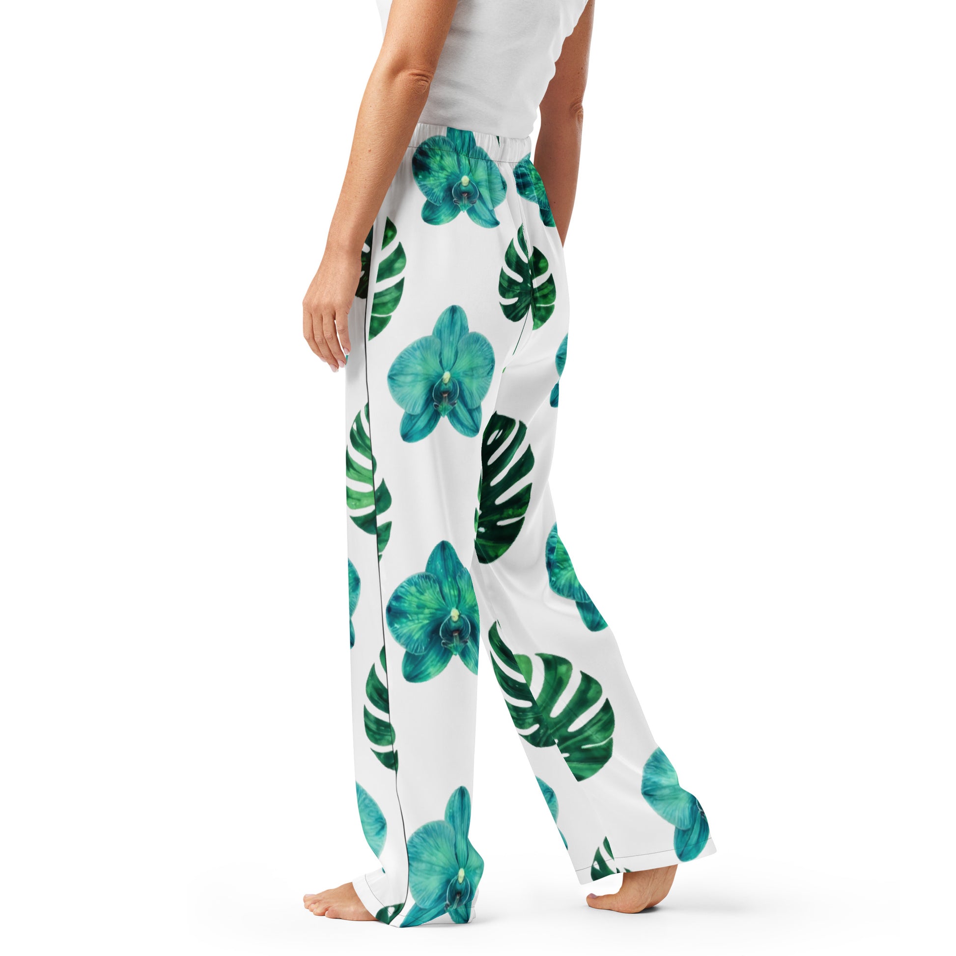 Women’s pajama pants - Water Leaf Pajama Pants – Serene Spaced Leaf Pattern Women's Sleepwear by printfluence.net