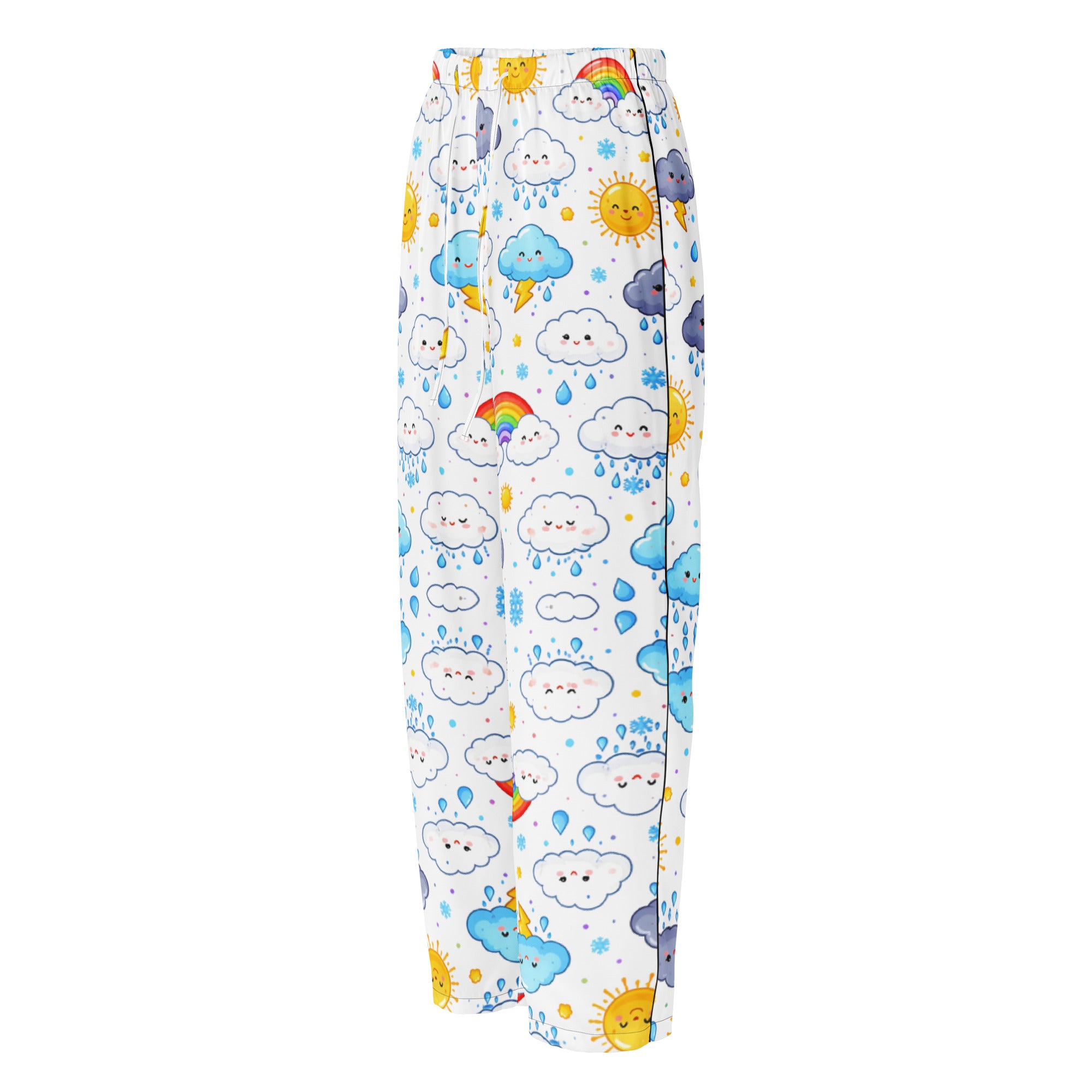 Women’s pajama pants - Smiling Rain Cloud Pajama Pants – Cute Weather Rainbow Women’s Sleep Pants by printfluence.net