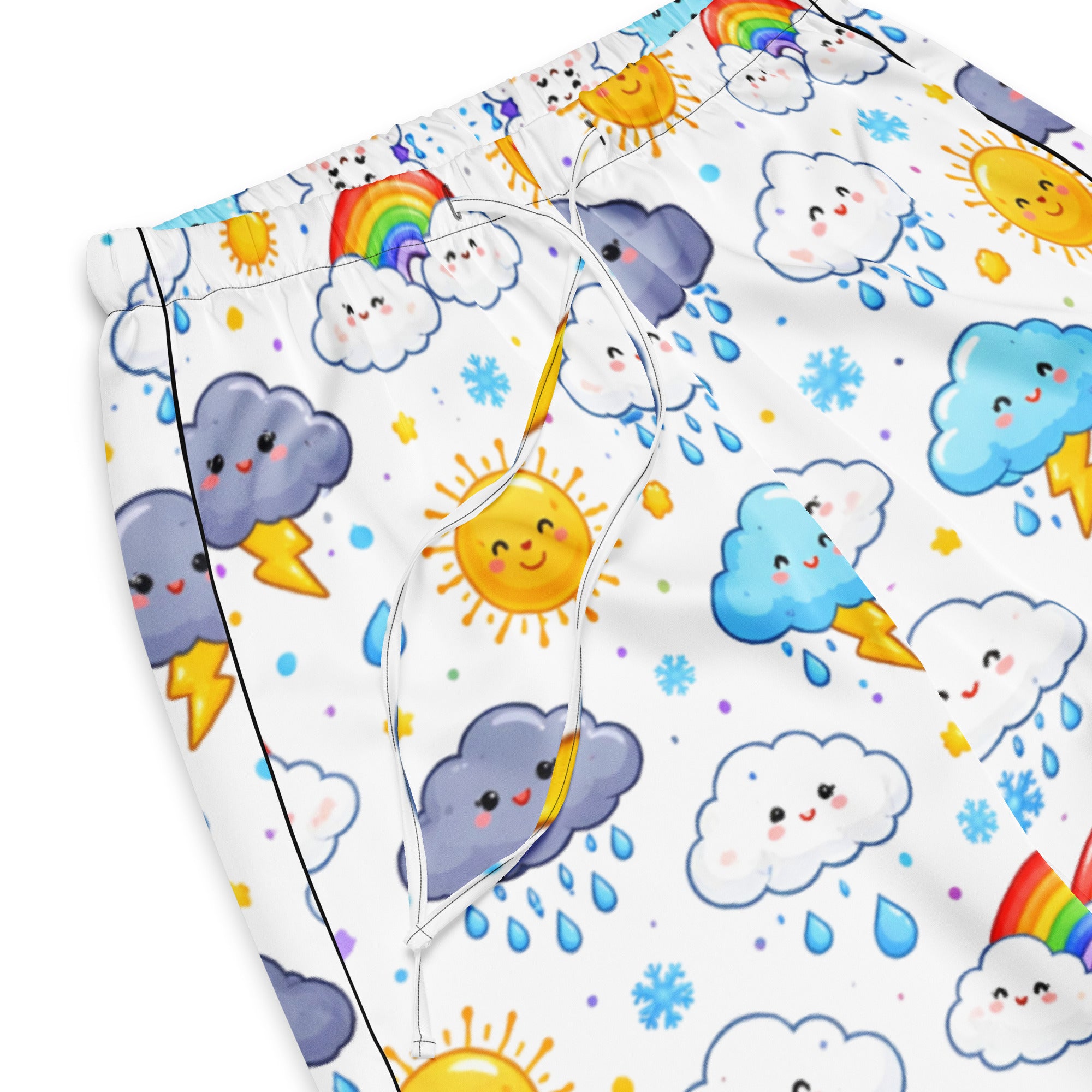Women’s pajama pants - Smiling Rain Cloud Pajama Pants – Cute Weather Rainbow Women’s Sleep Pants by printfluence.net