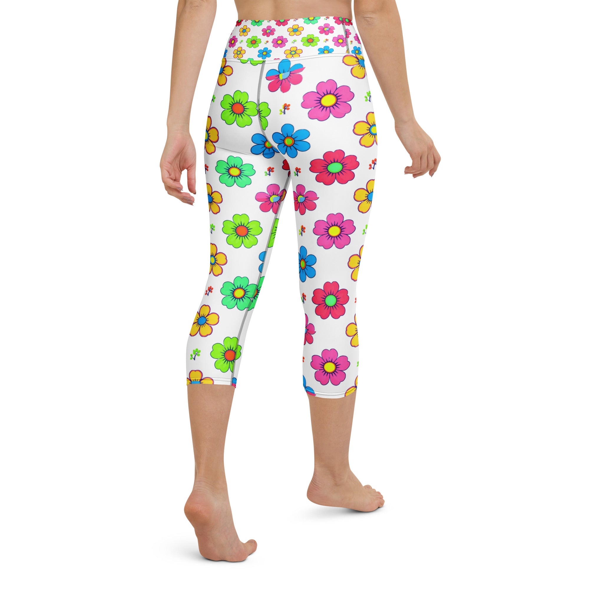 Yoga Capri Leggings - Scattered Petal Dream Leggings – Unique Floral Standout by printfluence.net