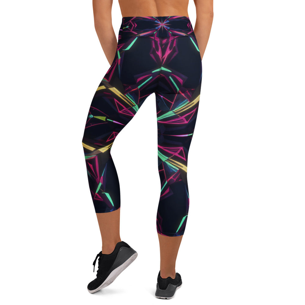 Yoga Capri Leggings - Neon Eclipse Yoga Capri Leggings – Elite Flow for Visionary Achievers by printfluence.net