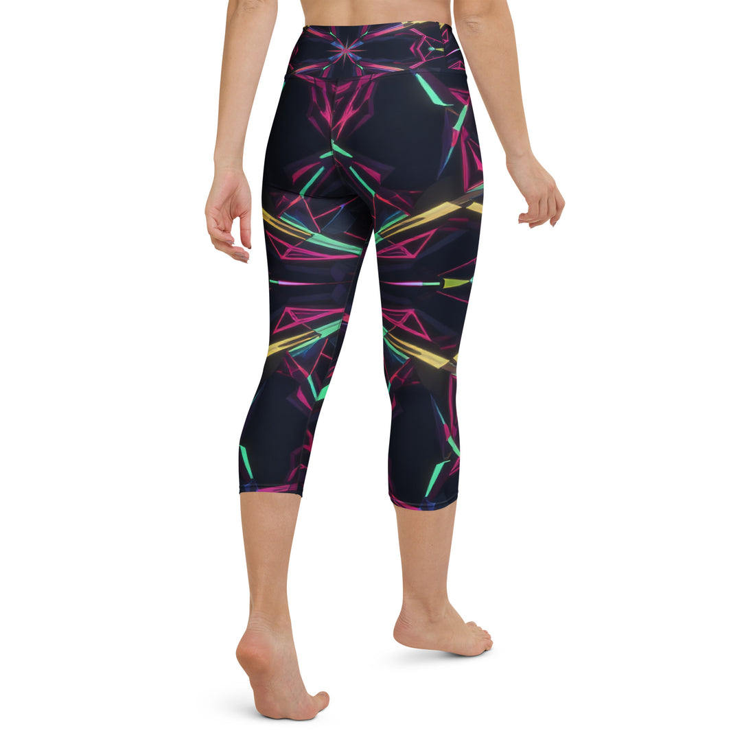 Yoga Capri Leggings - Neon Eclipse Yoga Capri Leggings – Elite Flow for Visionary Achievers by printfluence.net