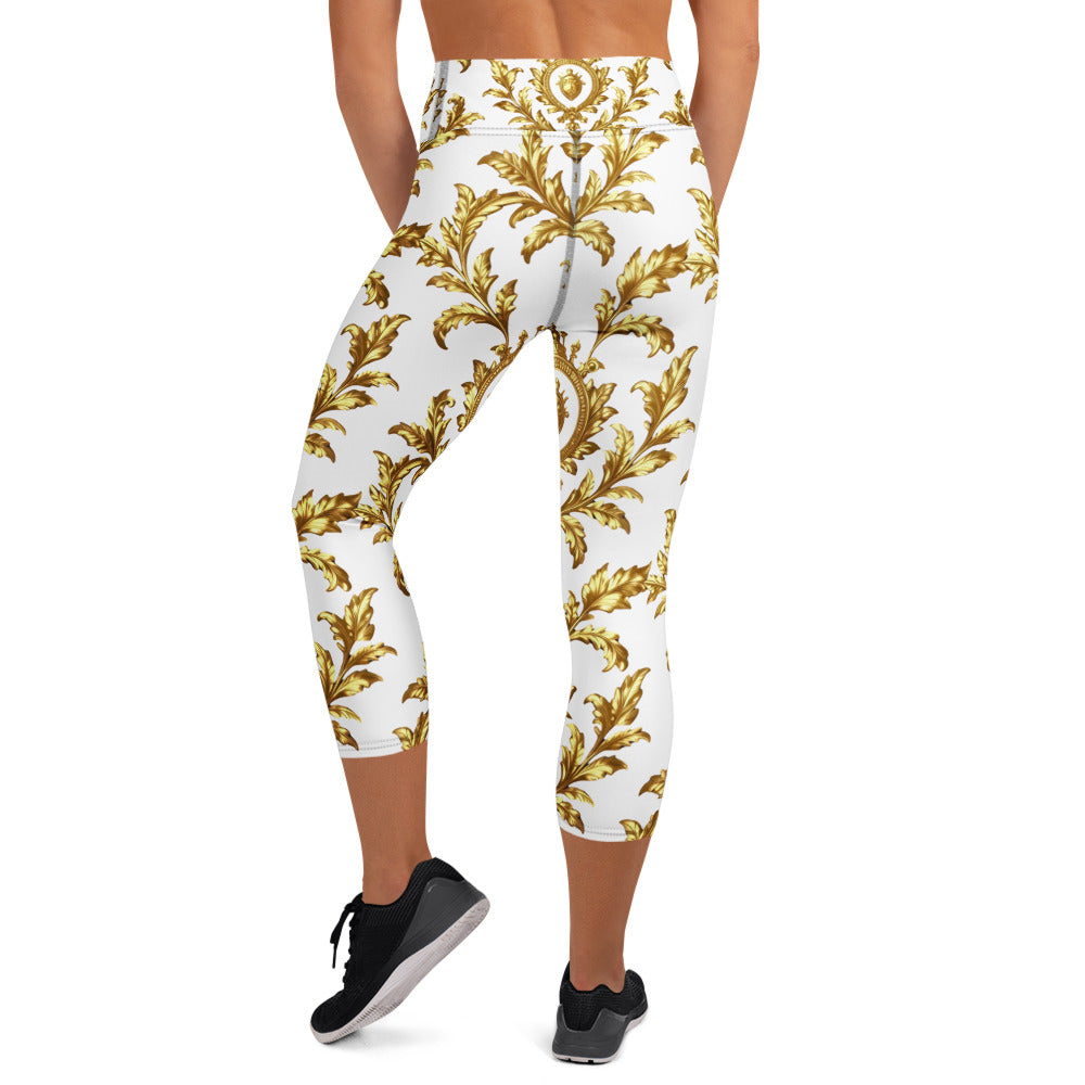 Yoga Capri Leggings - Royal Golden Yoga Capri – Elite Luxury Leggings by printfluence.net