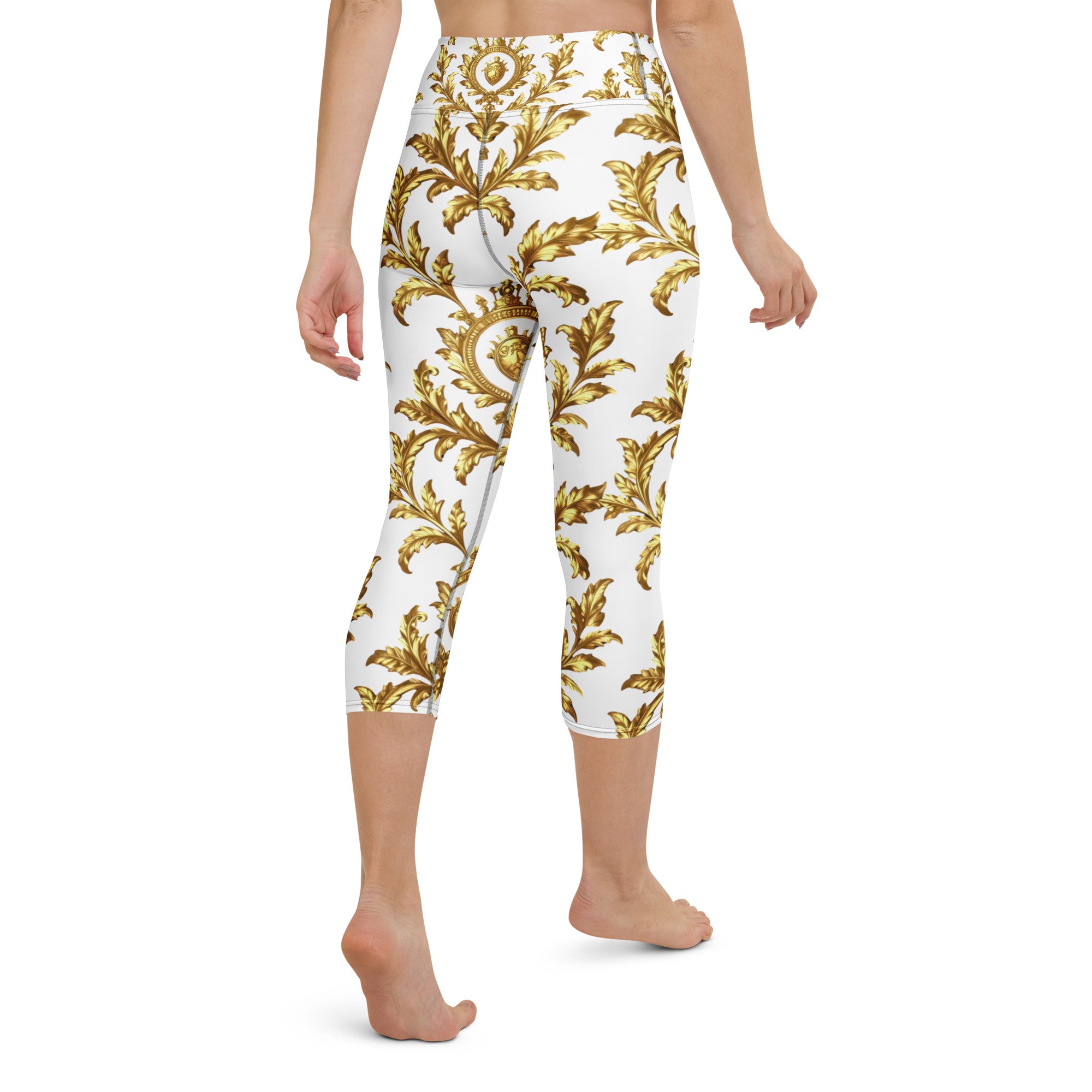 Yoga Capri Leggings - Royal Golden Yoga Capri – Elite Luxury Leggings by printfluence.net