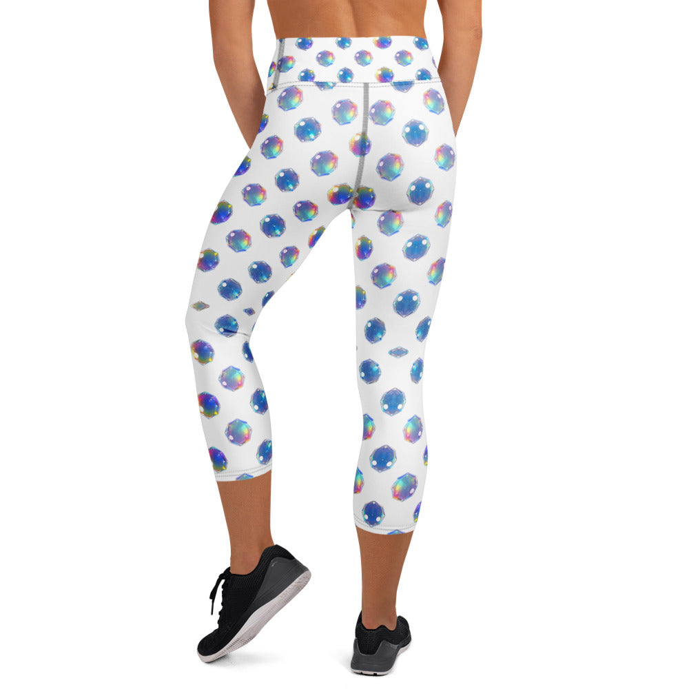 Yoga Capri Leggings - Sparkling Blue Crystal Capri Leggings – Everyday Glow Magic by printfluence.net
