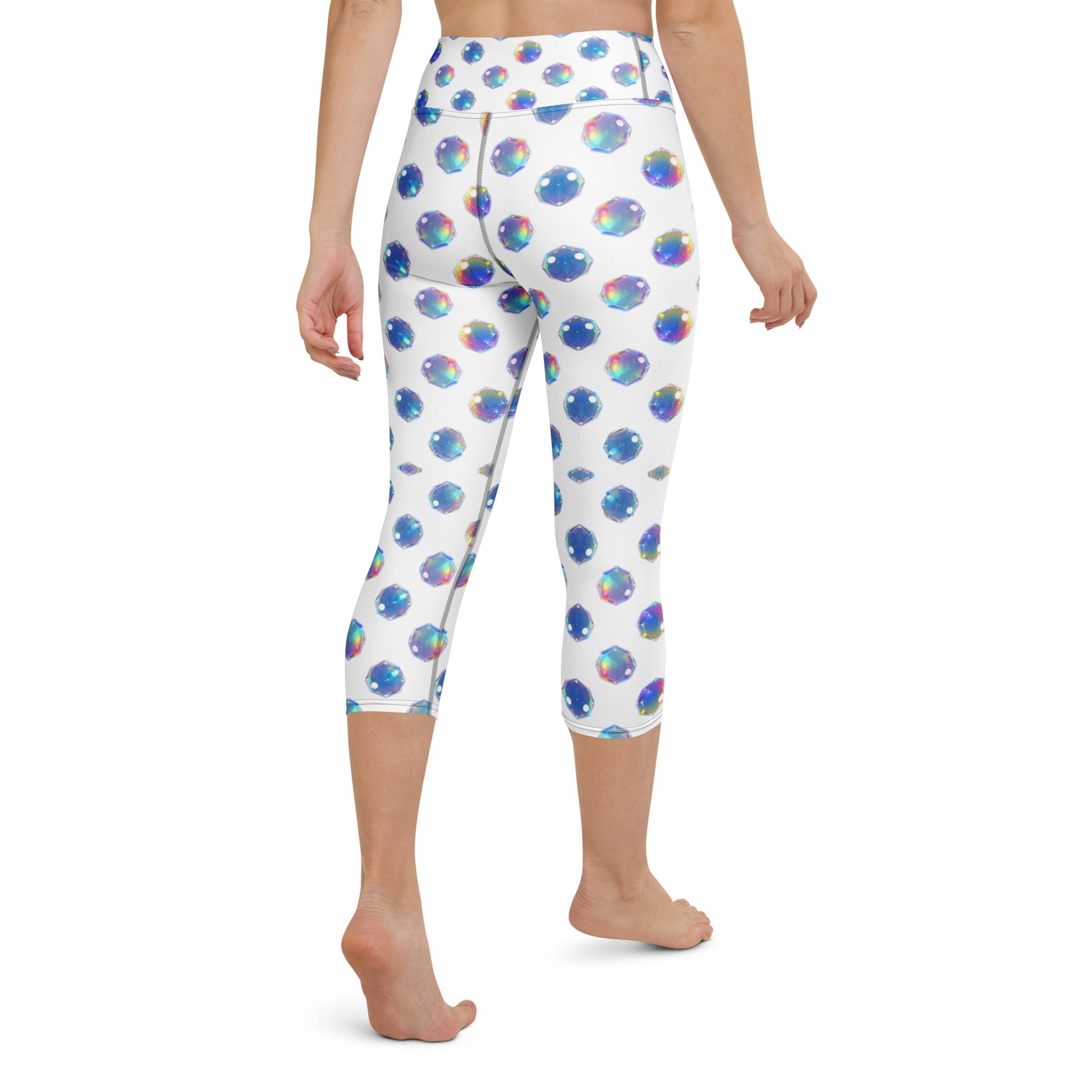 Yoga Capri Leggings - Sparkling Blue Crystal Capri Leggings – Everyday Glow Magic by printfluence.net