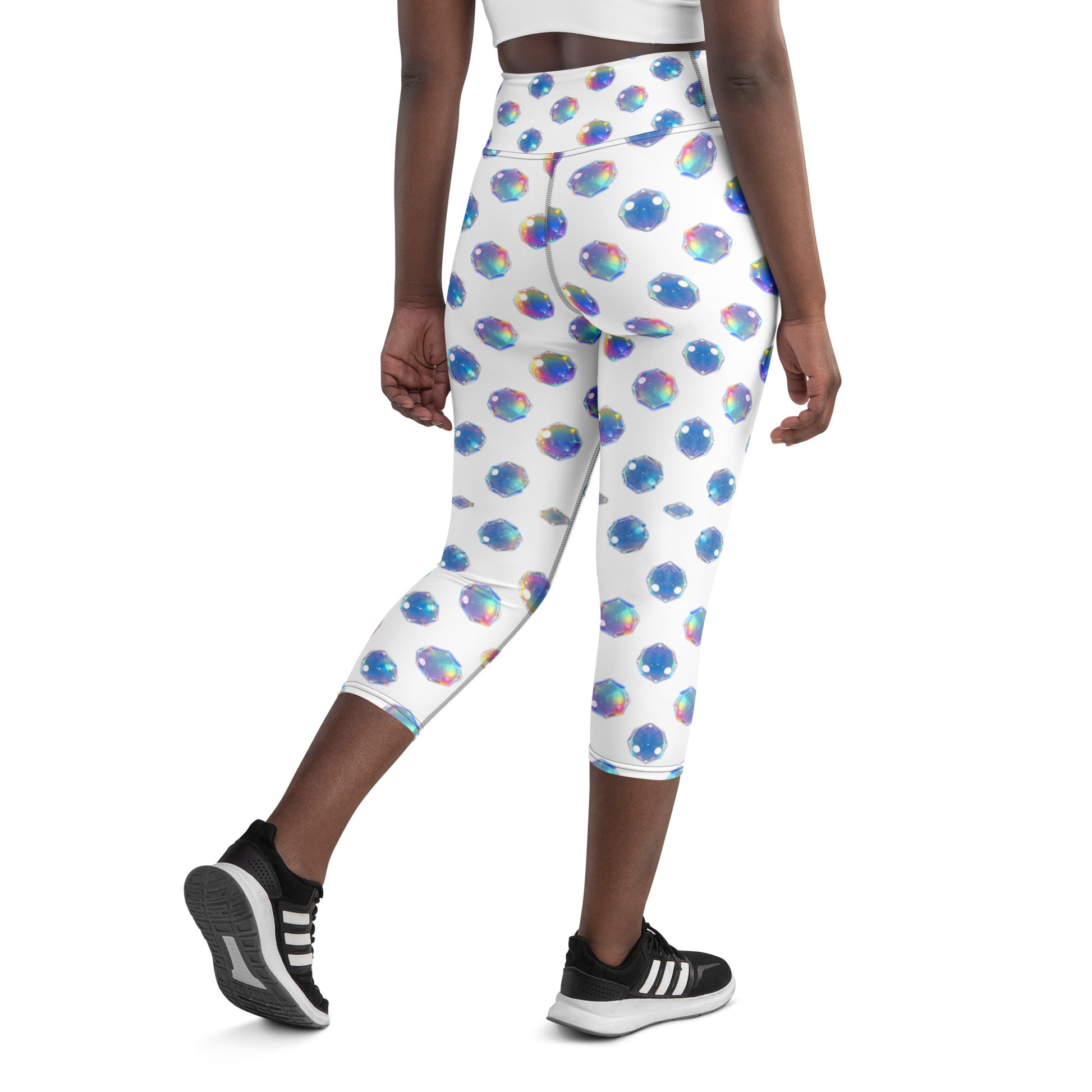 Yoga Capri Leggings - Sparkling Blue Crystal Capri Leggings – Everyday Glow Magic by printfluence.net