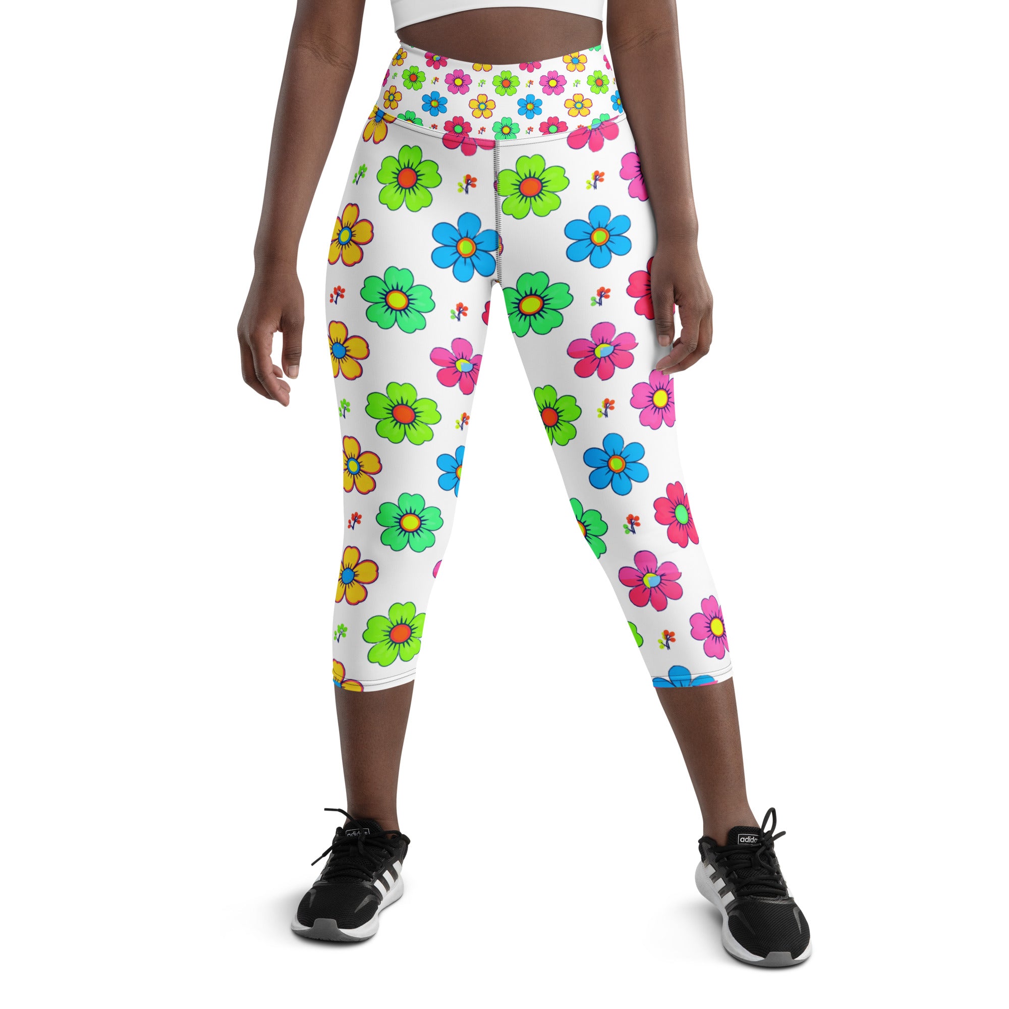 Yoga Capri Leggings - Scattered Petal Dream Leggings – Unique Floral Standout by printfluence.net
