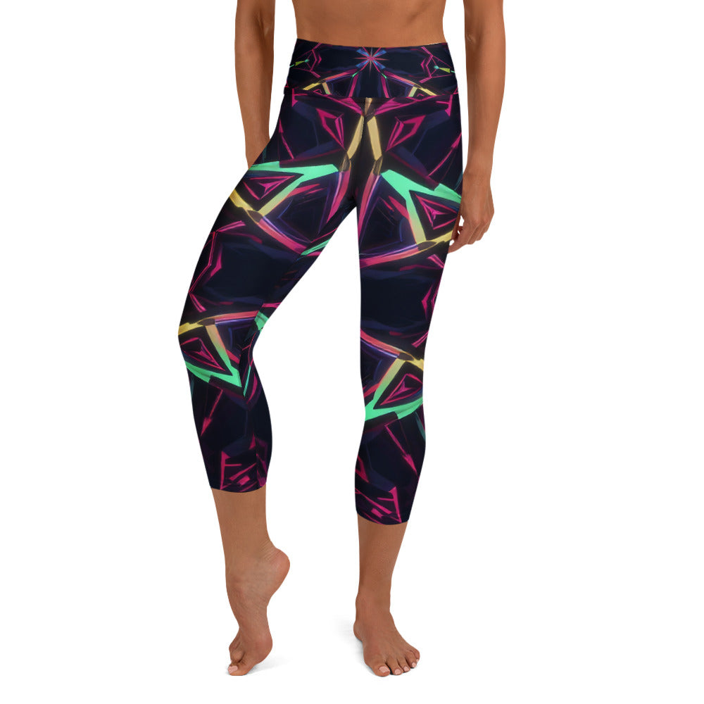 Yoga Capri Leggings - Neon Eclipse Yoga Capri Leggings – Elite Flow for Visionary Achievers by printfluence.net