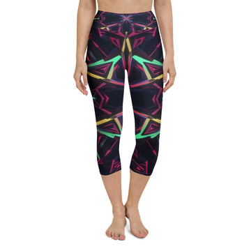 Yoga Capri Leggings - Neon Eclipse Yoga Capri Leggings – Elite Flow for Visionary Achievers by printfluence.net