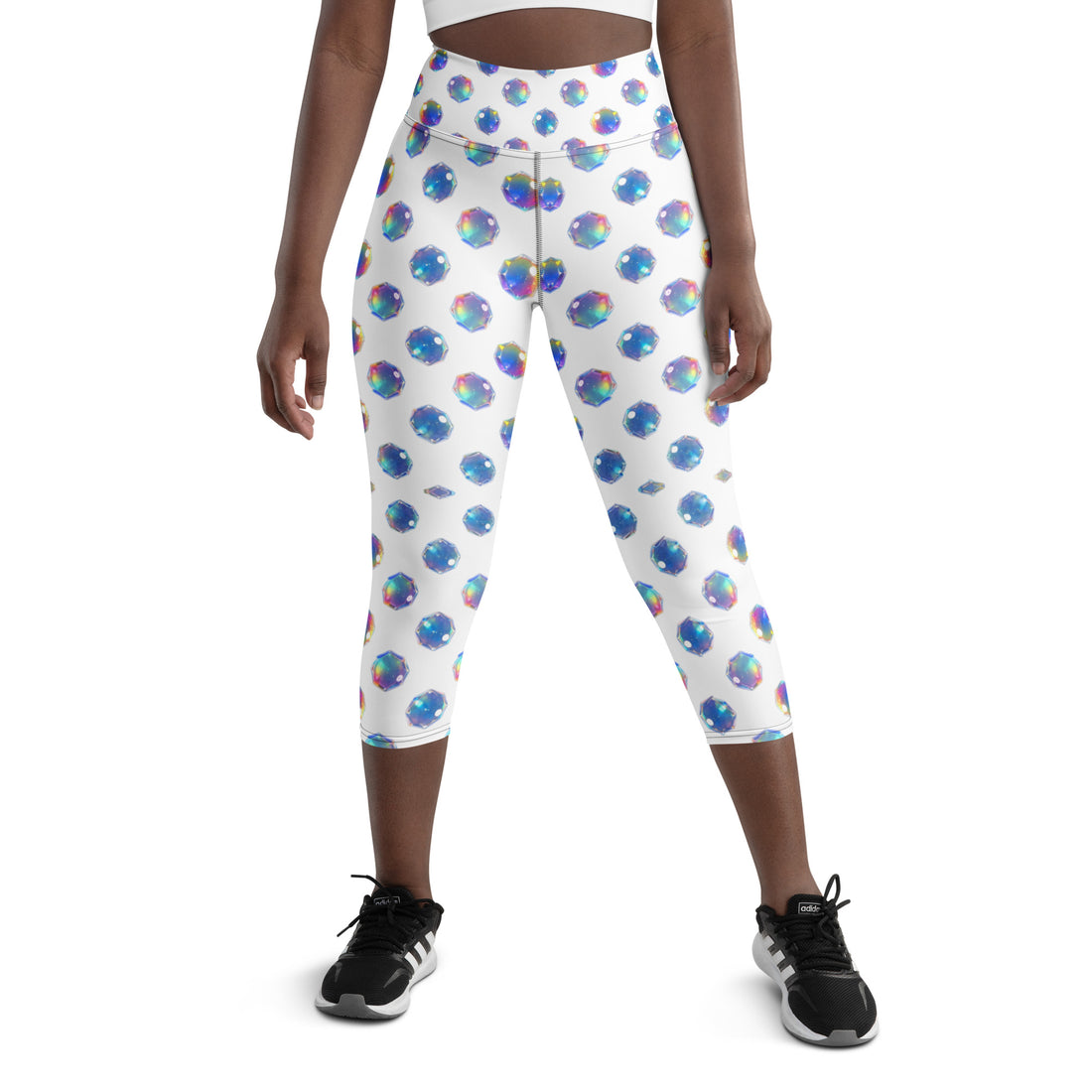 Yoga Capri Leggings - Sparkling Blue Crystal Capri Leggings – Everyday Glow Magic by printfluence.net